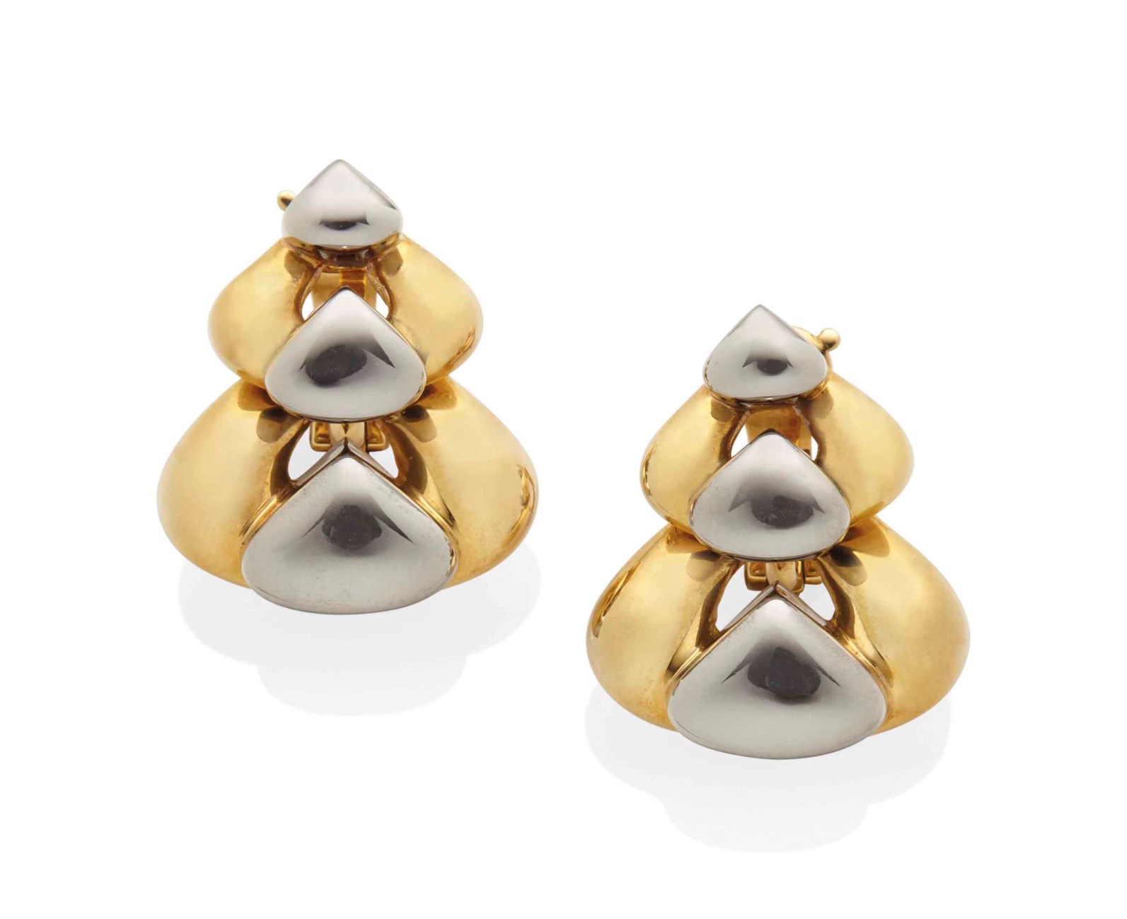 Clips D'oreilles Moderniste En Métal Et Strass - Style Line Vautrin - Occasion