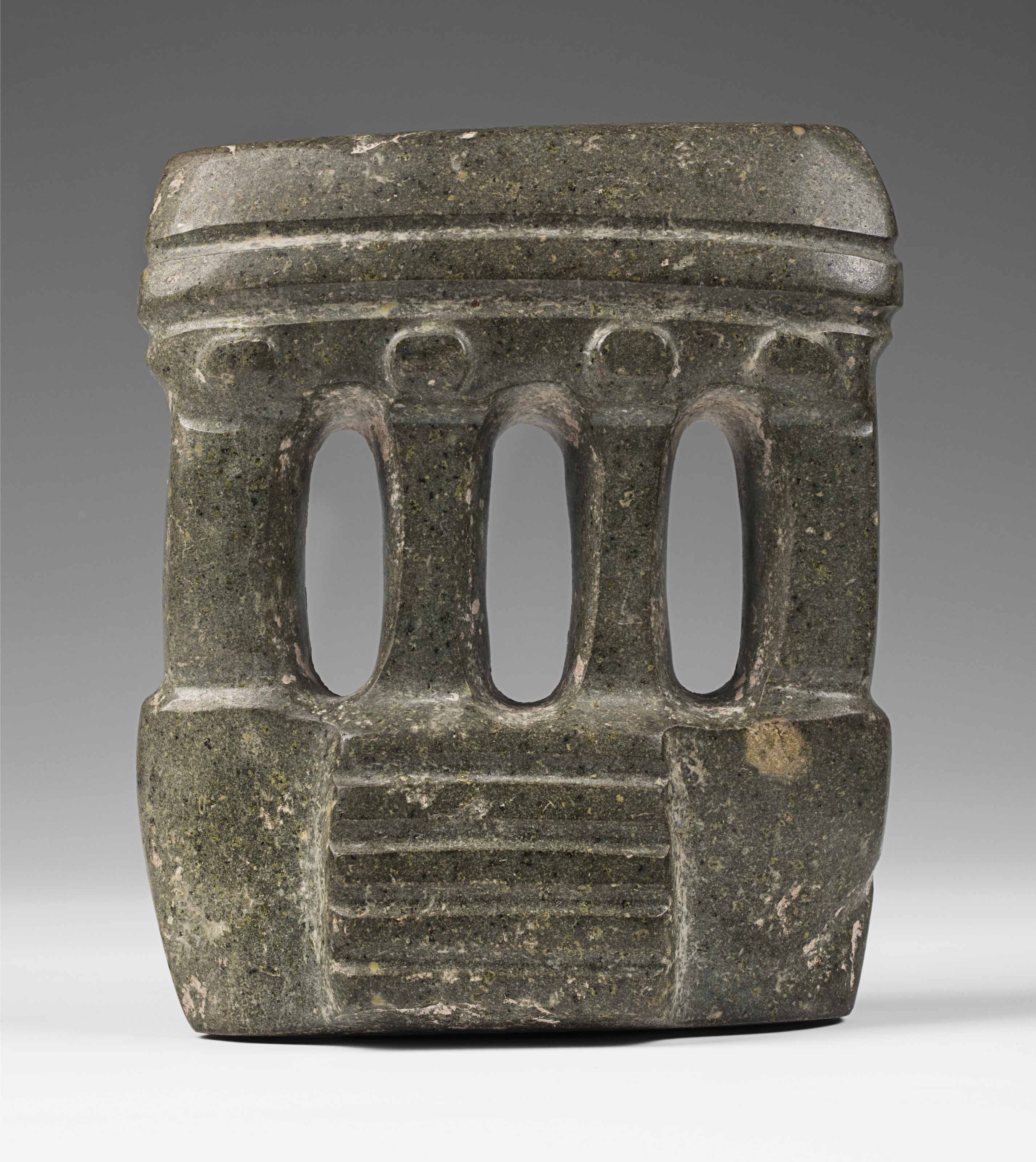 Mezcala temple, circa 300-100 BC.&nbsp;18  cm high (7  in). Estimate: &euro;30,000-50,000. This lot is offered in A Quantum of History: The Prigogine Collection&nbsp;on 9 April 2018  at Christie&rsquo;s in Paris