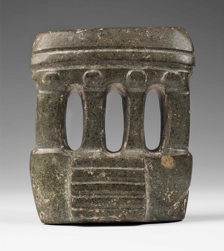 Mezcala temple, circa 300-100 BC. 18  cm high (7  in). Estimate €30,000-50,000. This lot is offered in A Quantum of History The Prigogine Collection on 9 April 2018  at Christie’s in Paris