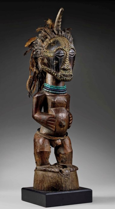 A Songye community power figure, Eki region. Height 100  cm (39¼  in). Estimate €300,000-500,000. Offered in Future Perfect The African Art Collection of Liliane and Michel Durand-Dessert on 27 June 2018 at Christie’s in Paris