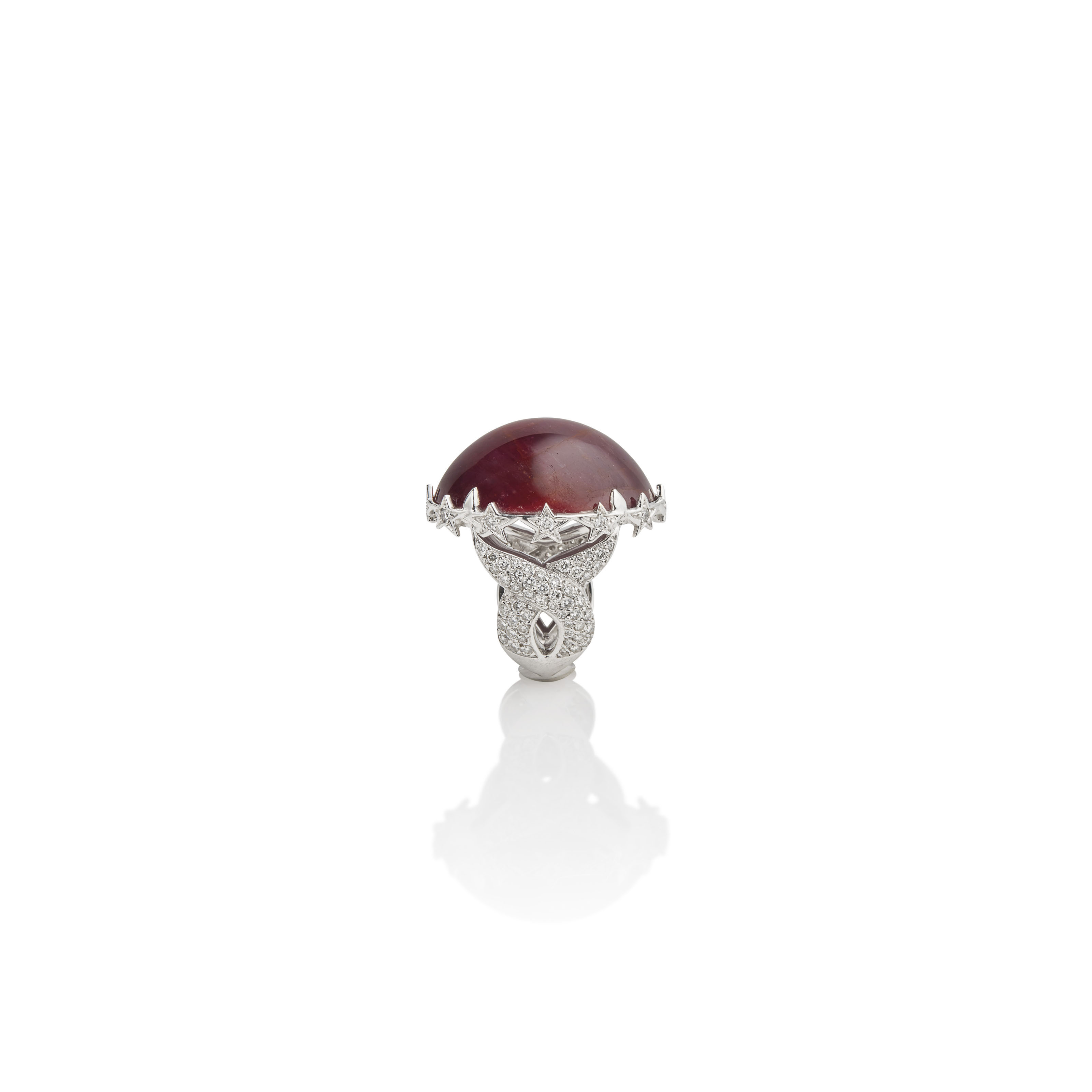 9.50Cts. Naturel Rubis Rouge Étoile 6 Rayons Ovale Cabochon Desseré