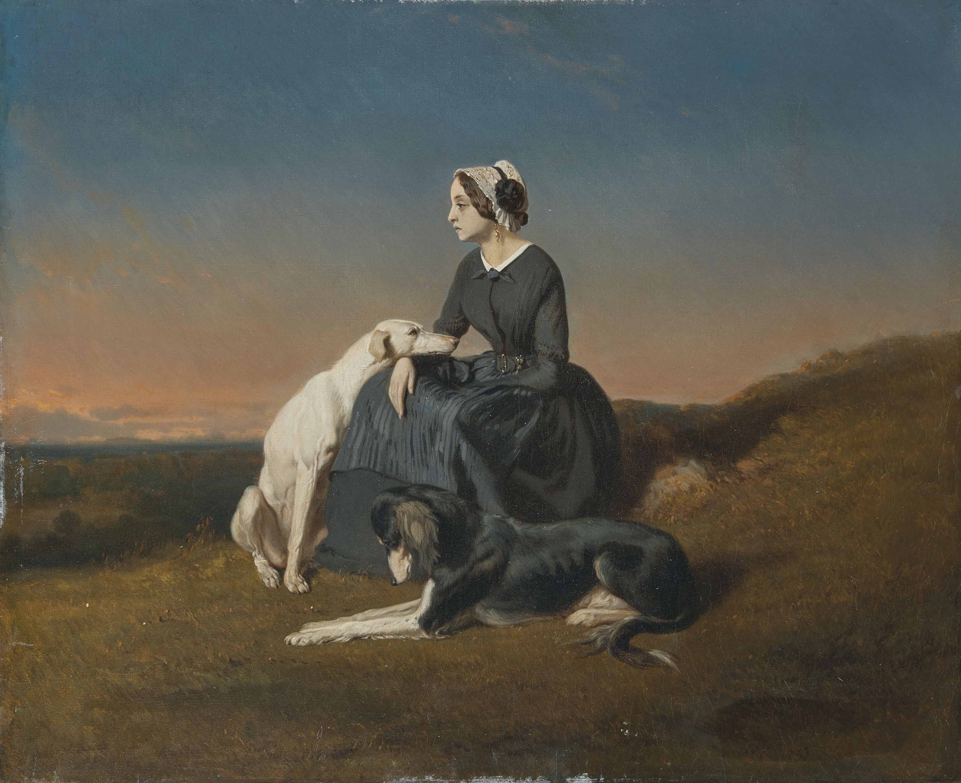 Alfred De Dreux Paris 1810 1860 La Douleur Partagee Mid 19th
