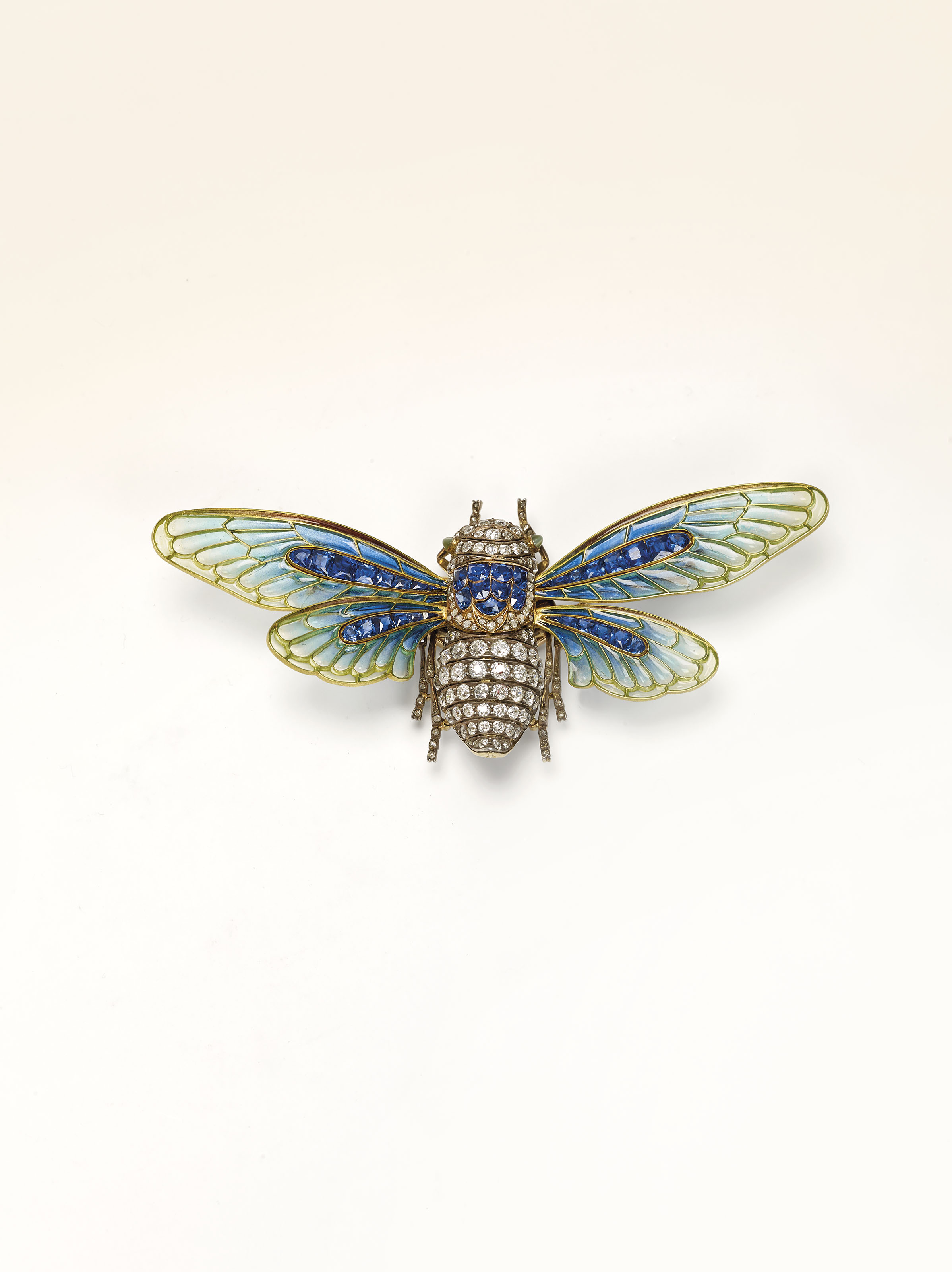 Broche Ancienne En Or 18 Carats Jaune Et Diamants - Style Art Nouveau, Marque VAN DER STRAERTEN - Occasion Très Bon état