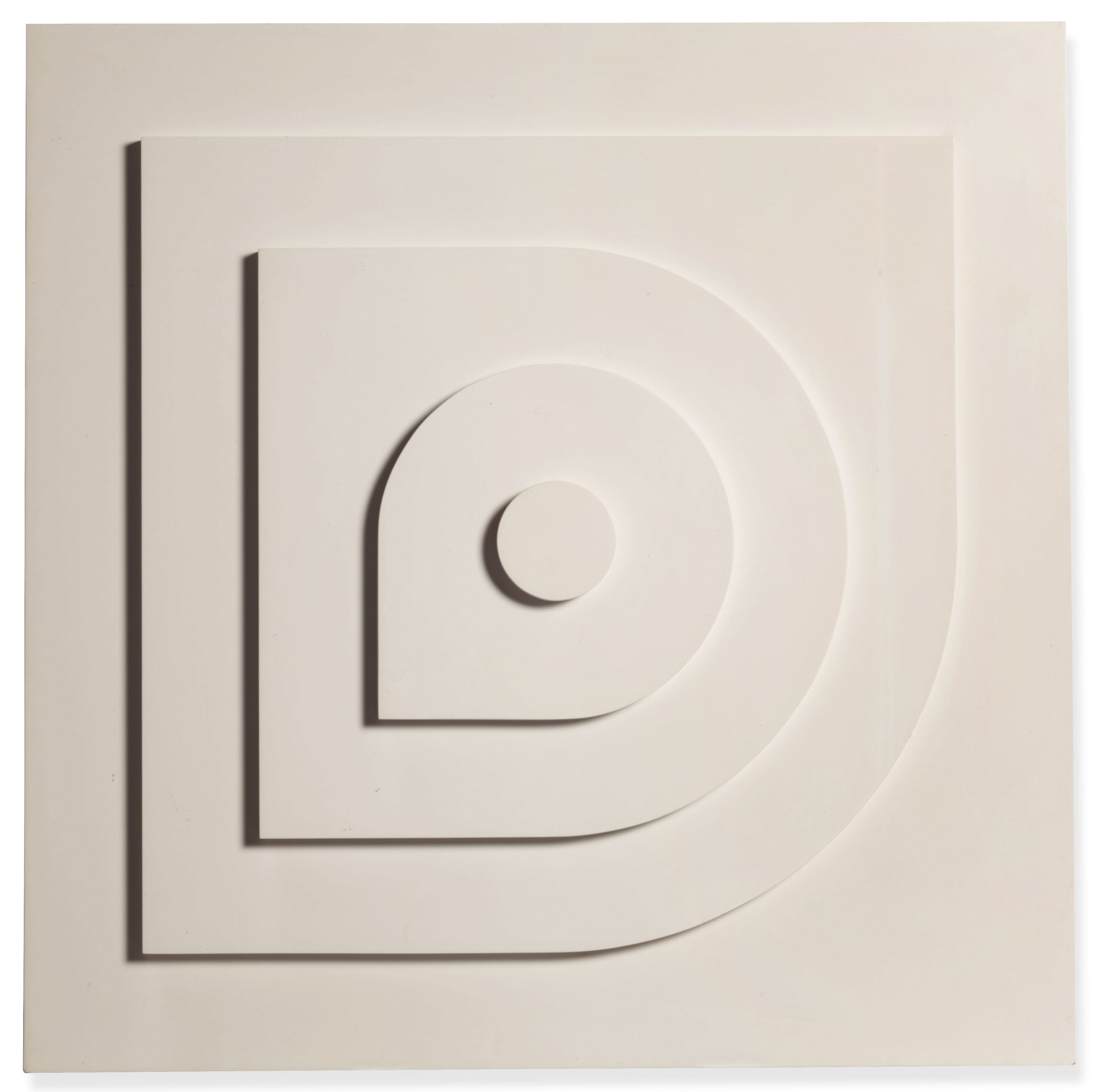 Ad Dekkers (1938-1974), Cirkel en Vierkant in Overgang (Circle and Square in Transition), 1966. 90 x 90 x 9.5 cm. Sold for &euro;68,750 on 1 May 2019 at Christie&rsquo;s in Amsterdam