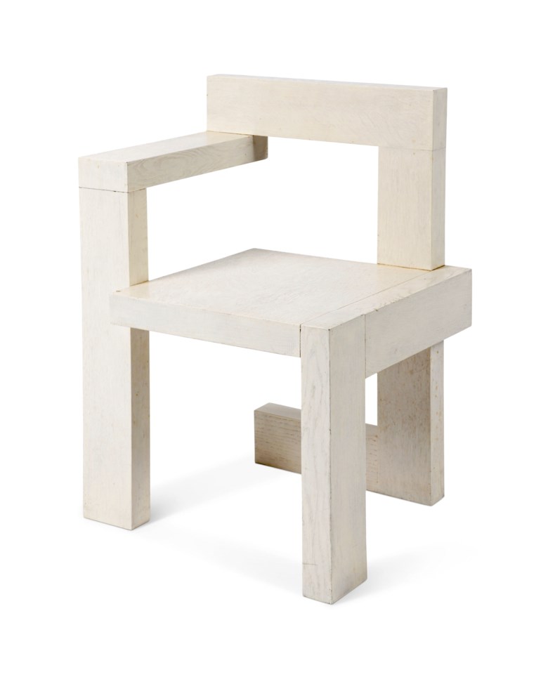 Gerrit Rietveld (1888-1964), Steltman Stoel (Steltman Chair), designed in 1963, executed in 1976 by Gerard van de Groenekan. 70 x 49 x 45 cm. Estimate €10,000-15,000. Offered in Post-War & Contemporary Art on 1 May 2019 at Christie’s in Amsterdam