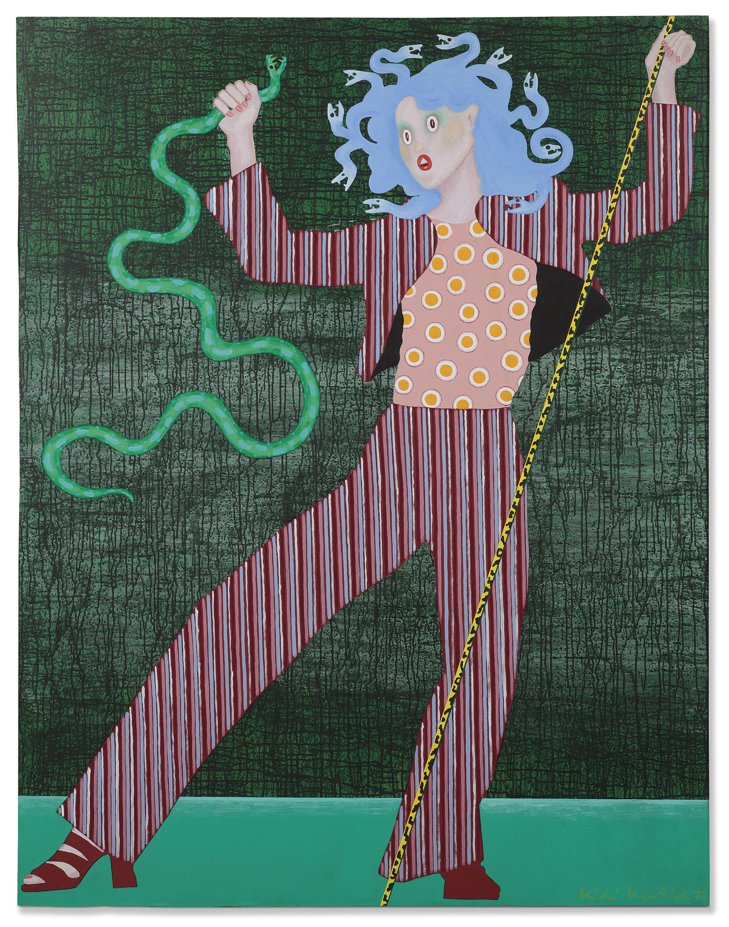 Kiki Kogelnik (1935-1997), Superserpent, 1974. Oil and acrylic on canvas. 195 x 150 cm. Estimate: &euro;15,000-20,000. Offered in Post-War &amp; Contemporary Art on 25-26 November 2019 at Christie&rsquo;s in Amsterdam