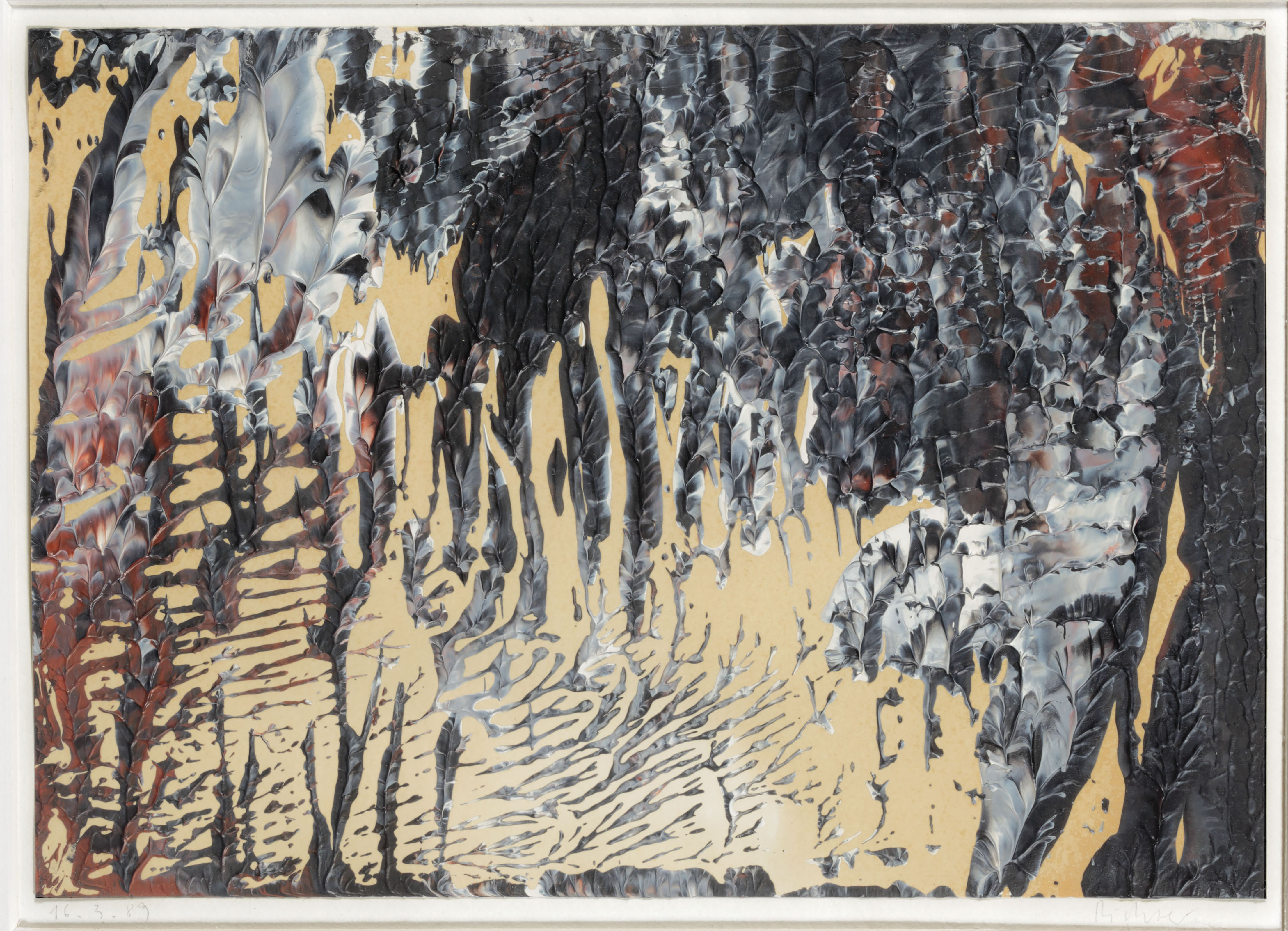 Gerhard Richter (b. 1932), 16.3.89, 1989. Oil on paper. Overall: 22 x 30.5 cm. Estimate: &euro;70,000-100,000. Offered in Post-War &amp; Contemporary Art on 25-26 November 2019 at Christie&rsquo;s in Amsterdam
