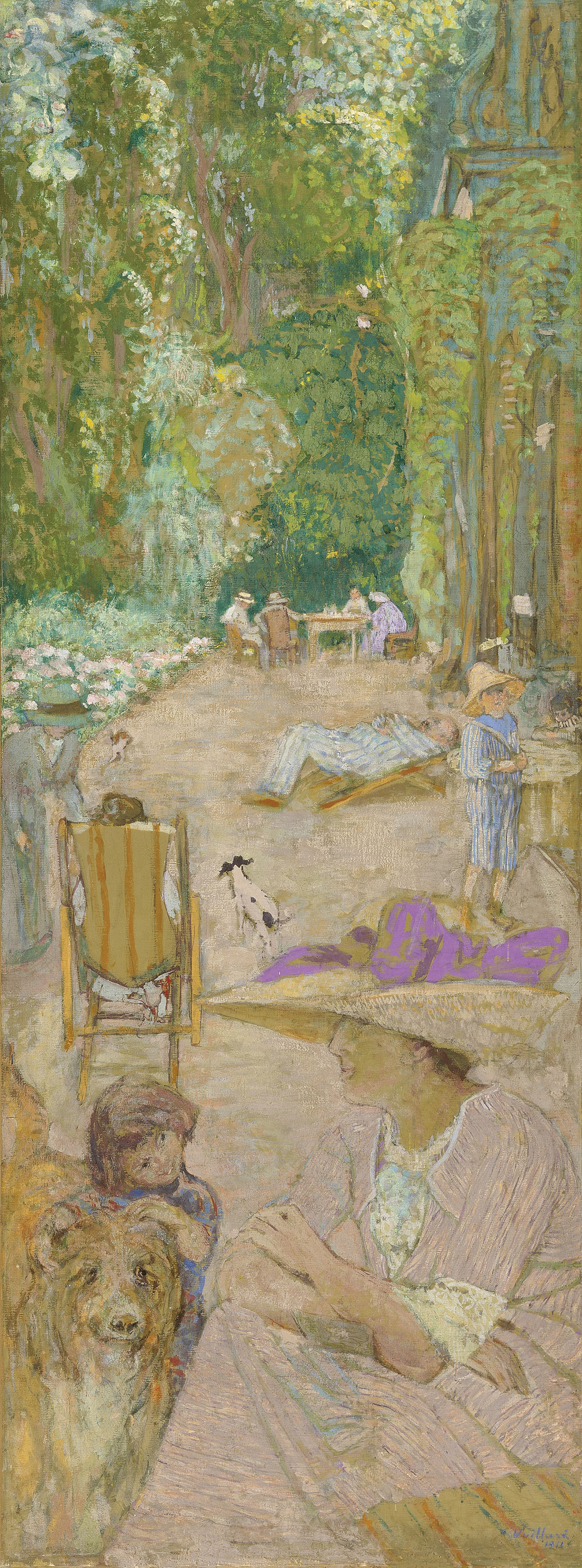 Edouard Vuillard (1868-1940), Aux Pavillons &agrave; Cricqueboeuf. Devant la maison, 1911; reworked by the artist in 1934. 83&frac12; x 31&frac12;  in (212 x 80  cm). Estimate: &pound;600,000-800,000. Offered in Impressionist and Modern Art Evening Sale  on 27 February 2019 at Christie&rsquo;s in London