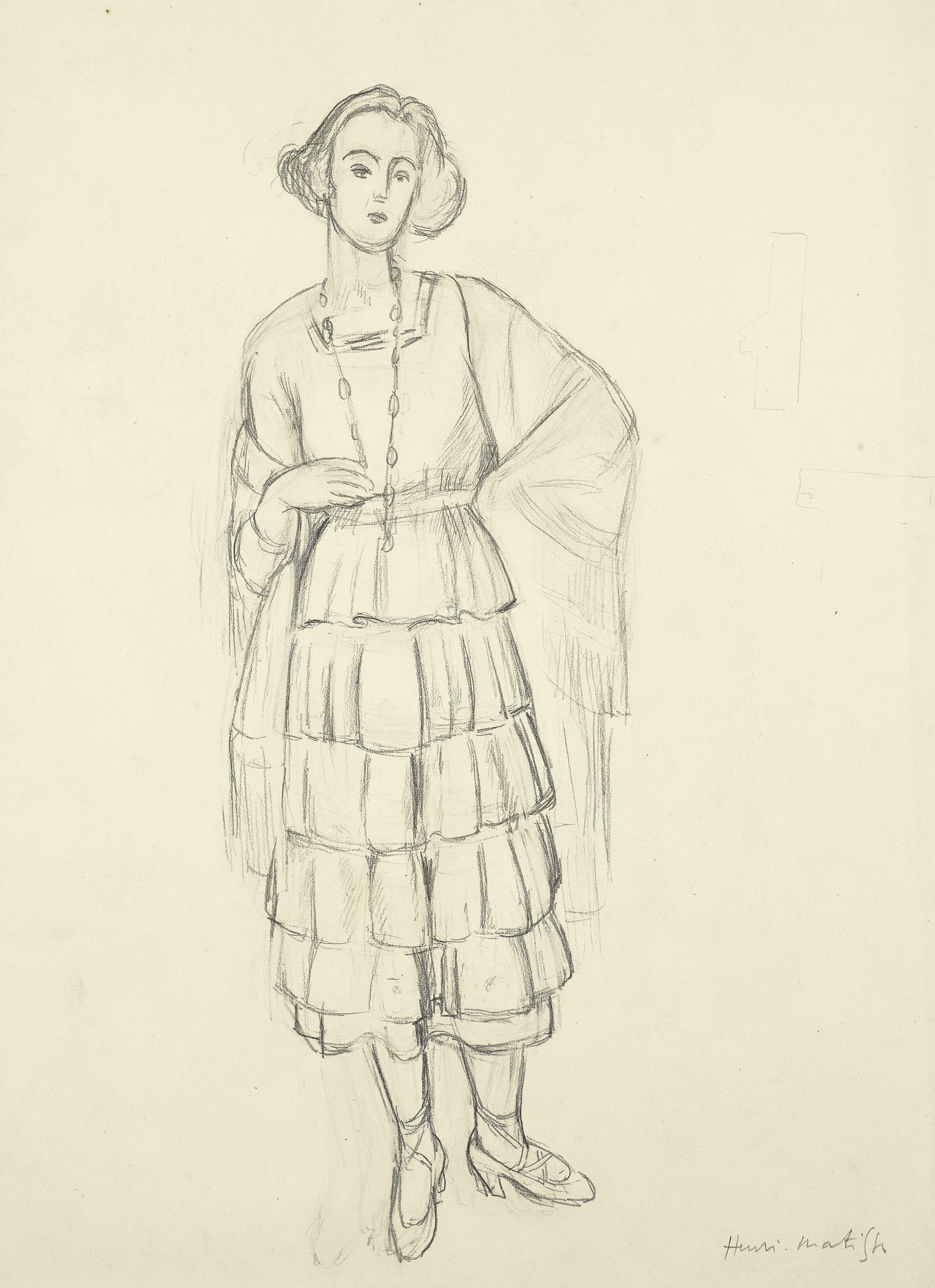 Femme en robe et châle