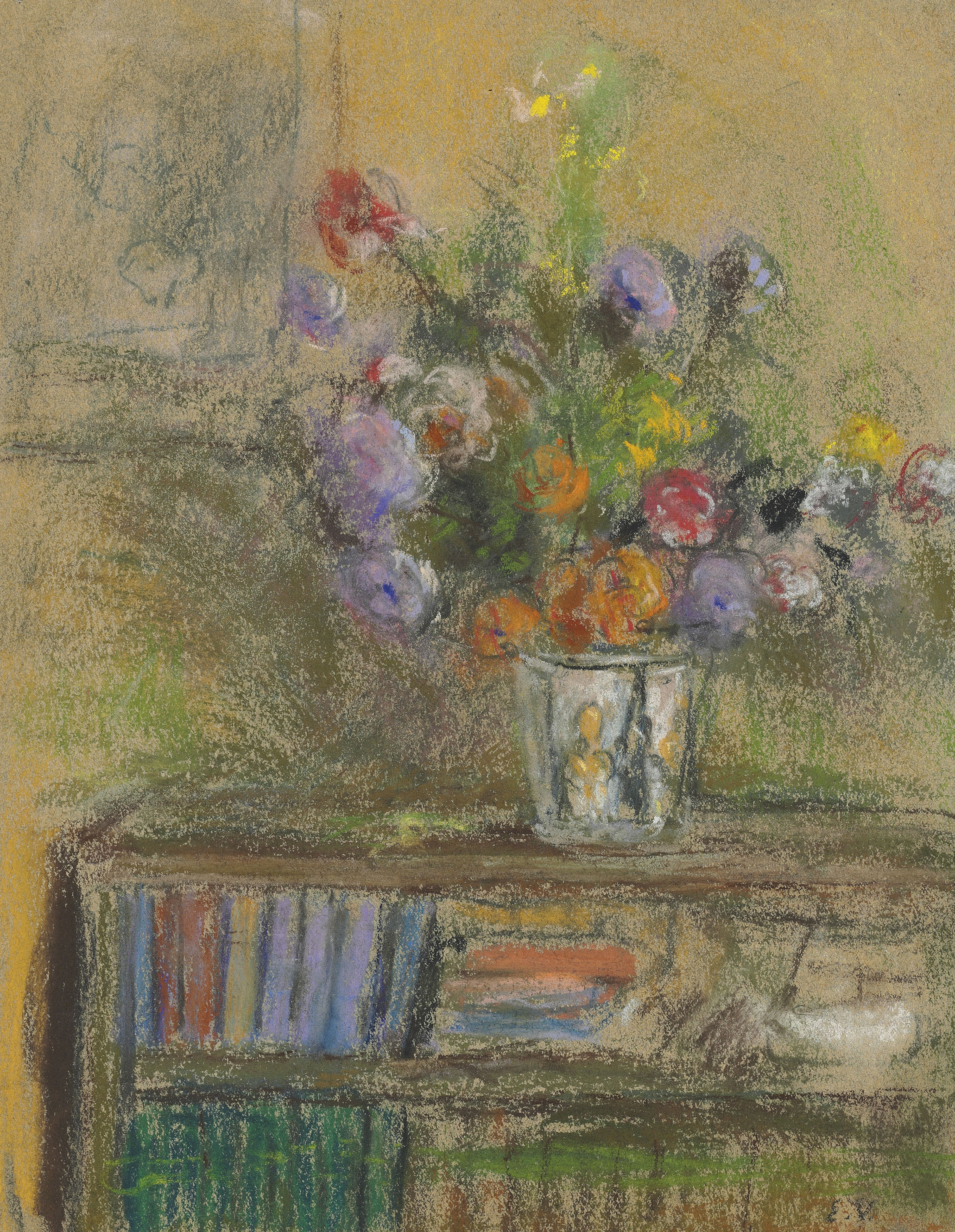 &Eacute;douard Vuillard (1868-1940), Nature morte au vase de fleurs, 1930-1932. 12&frac34; x 9&frac34;  in (32.3 x 24.8  cm). Estimate: &pound;20,000-25,000. Offered in Impressionist and Modern Works on Paper on 28 February 2019 at Christie&rsquo;s in London
