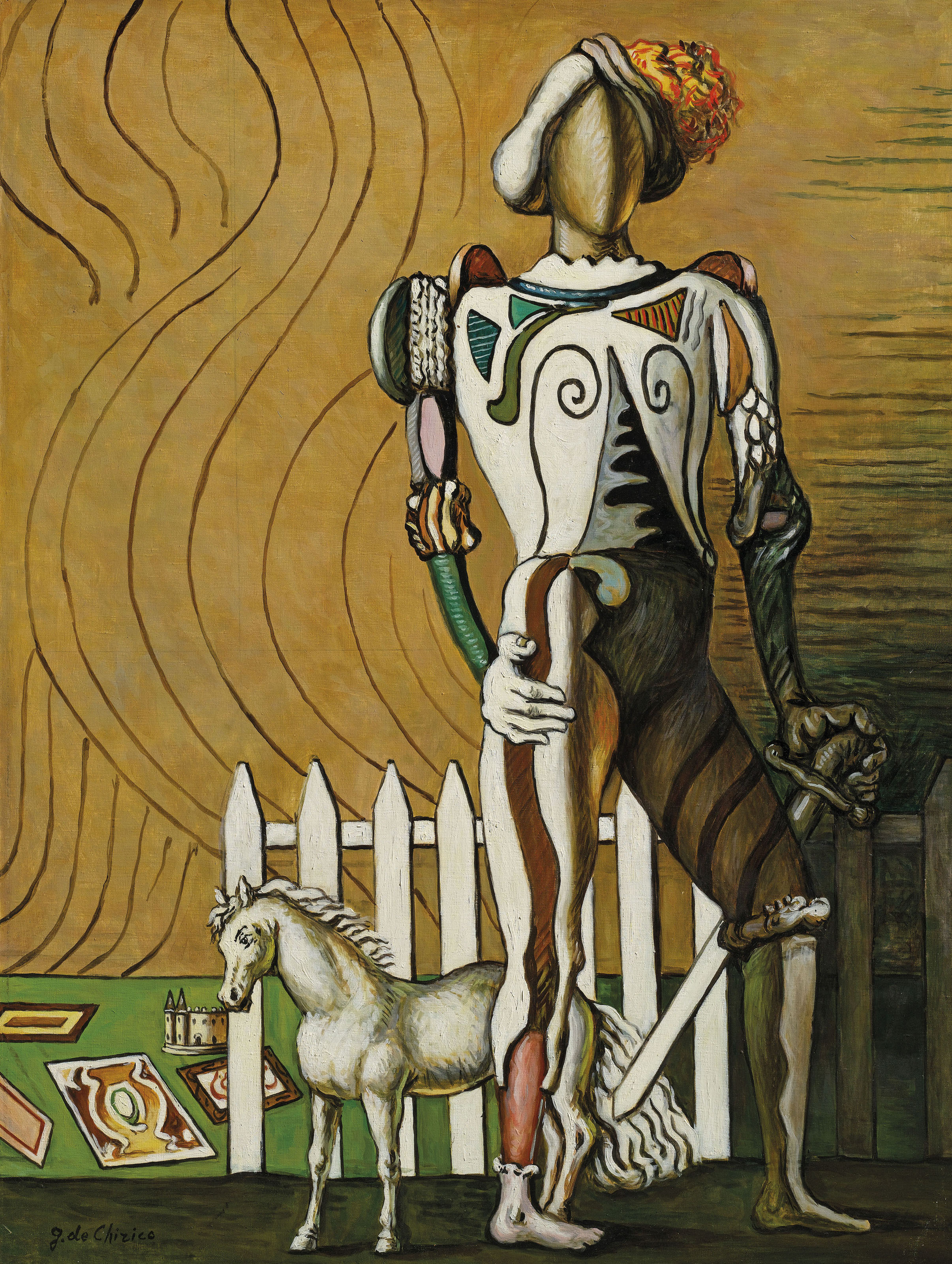 Giorgio de Chirico (1888-1978), Gentiluomo in villeggiatura, 1964. 39&frac12; x 29&frac34;  in (100.2 x 75.5  cm). Estimate: &pound;250,000-350,000. Offered in the&nbsp;Impressionist and Modern Art Day Sale on 28 February 2019 at Christie&rsquo;s in London