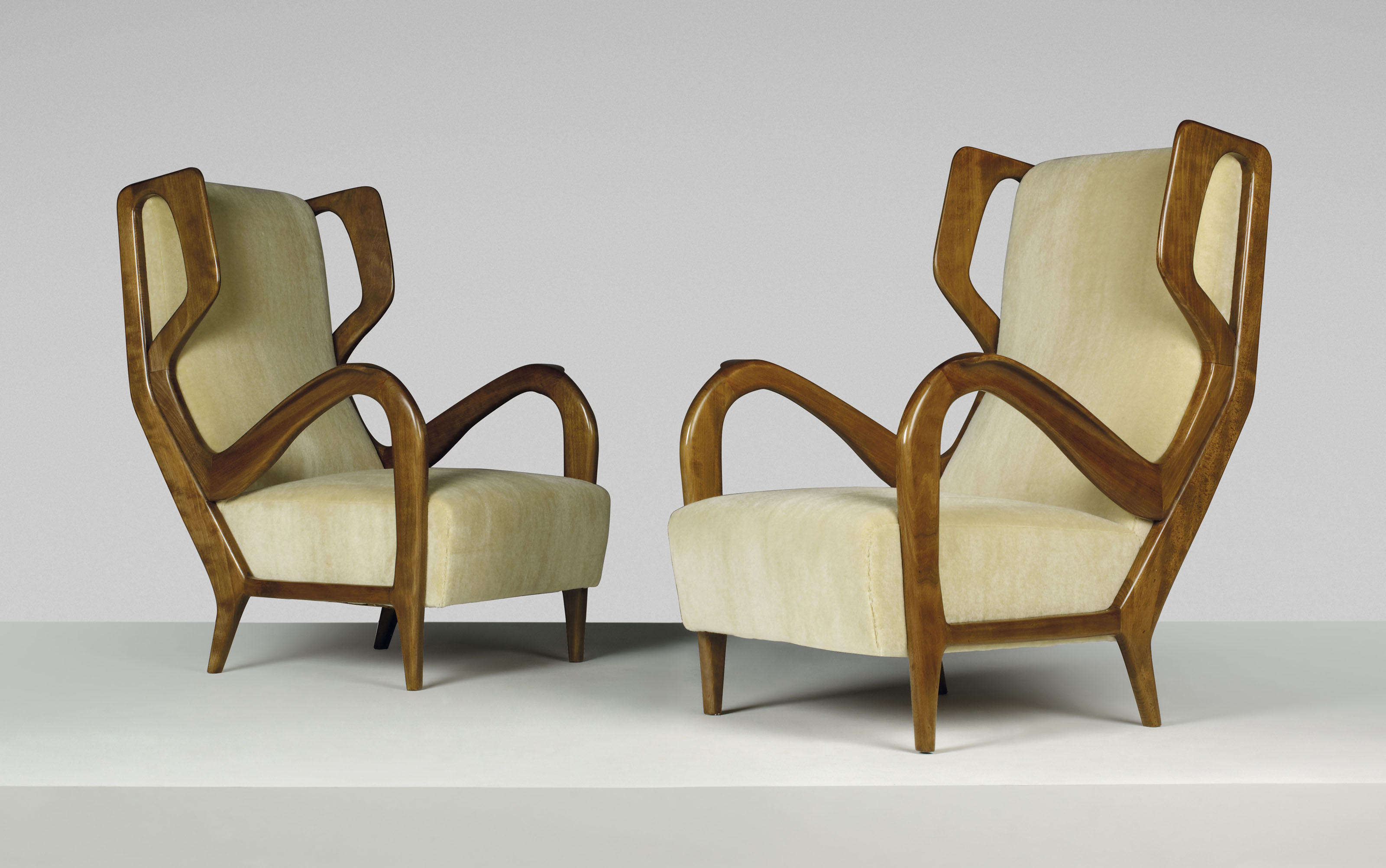 Gio Ponti, a pair of rare wingback armchairs, designed circa 1947, sold for £118,750 on 6 March 2019 at Christie's in London