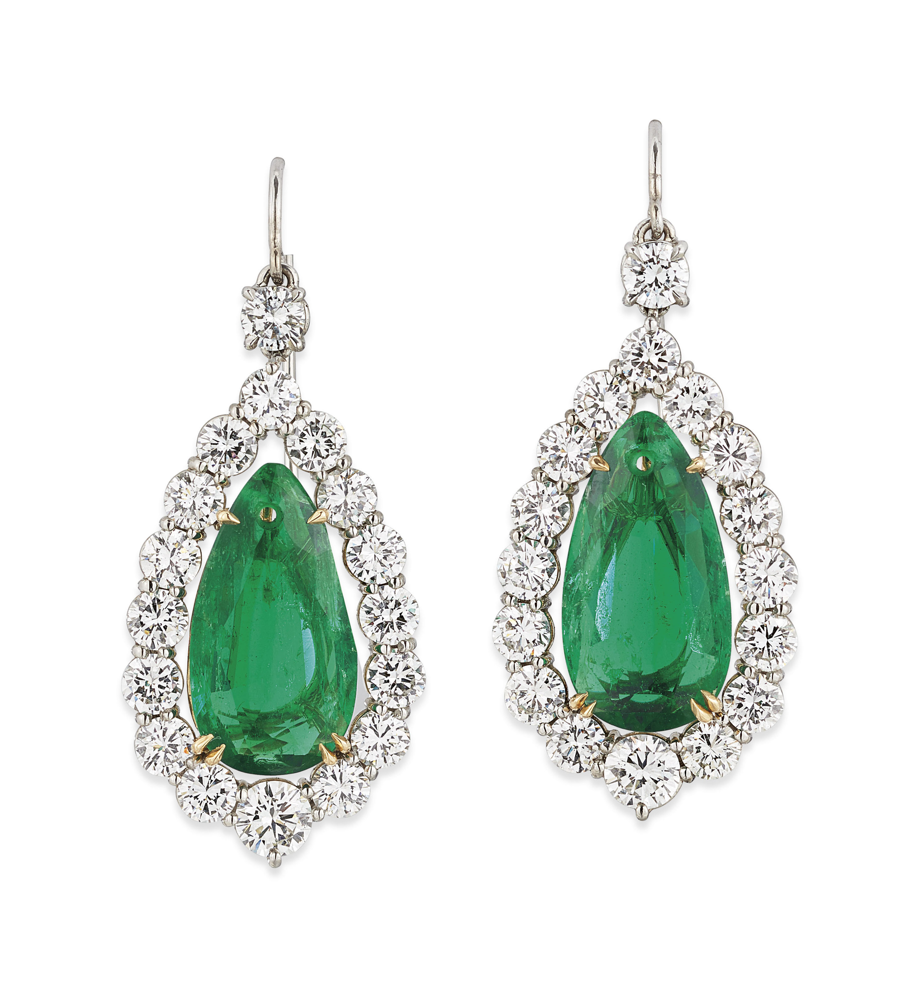 Emerald and diamond earings