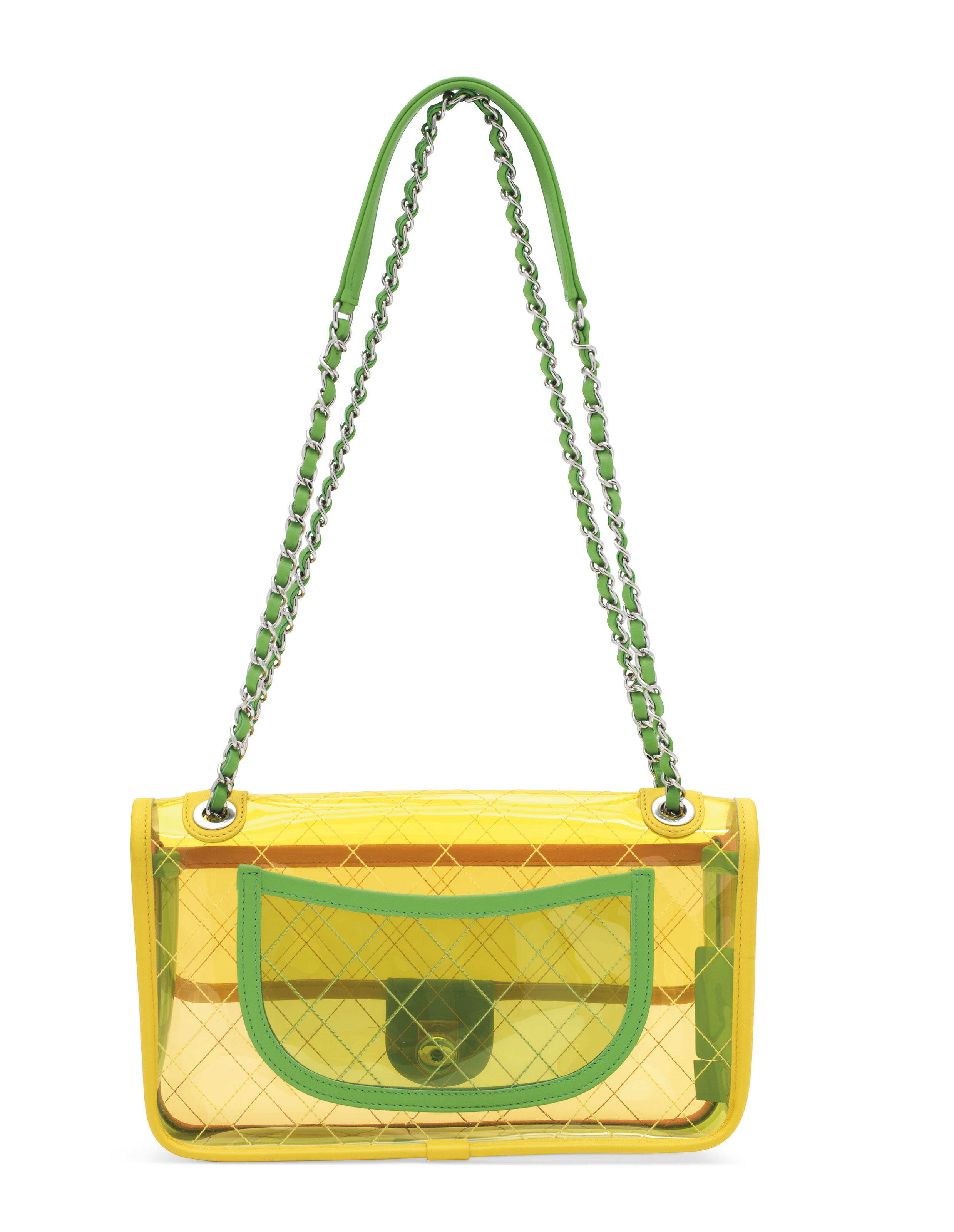 A MULTICOLOUR PVC & LEATHER COCO SPLASH SMALL FLAP BAG WITH SILVER HARDWARE