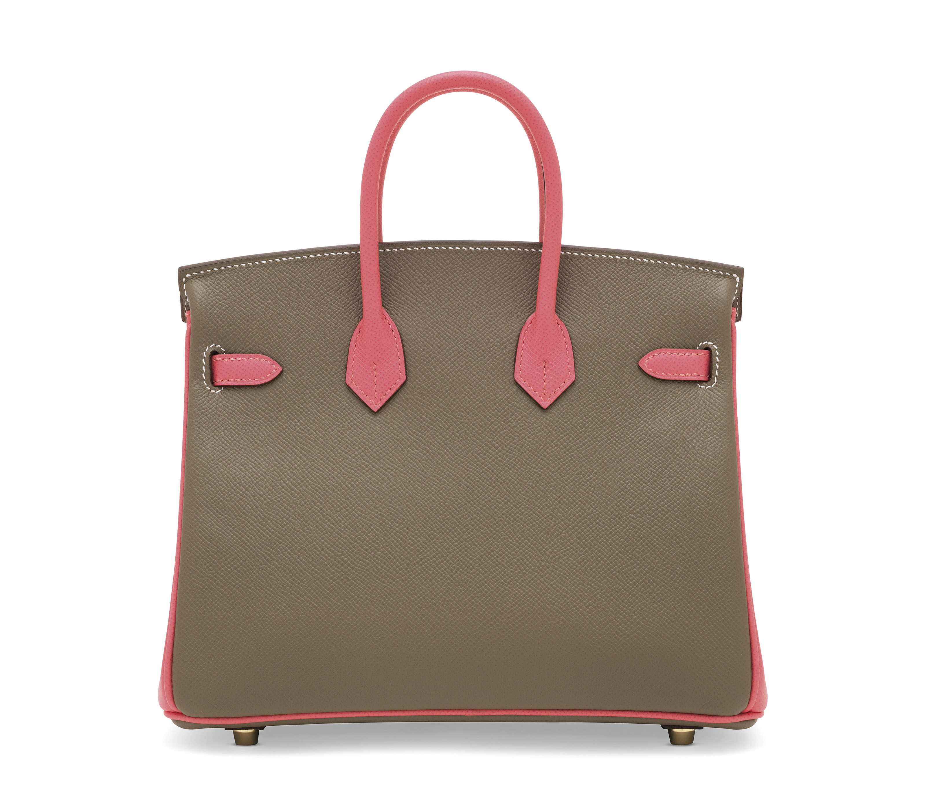 A CUSTOM ÉTOUPE & ROSE AZALÉE EPSOM LEATHER BIRKIN 25 WITH GOLD HARDWARE