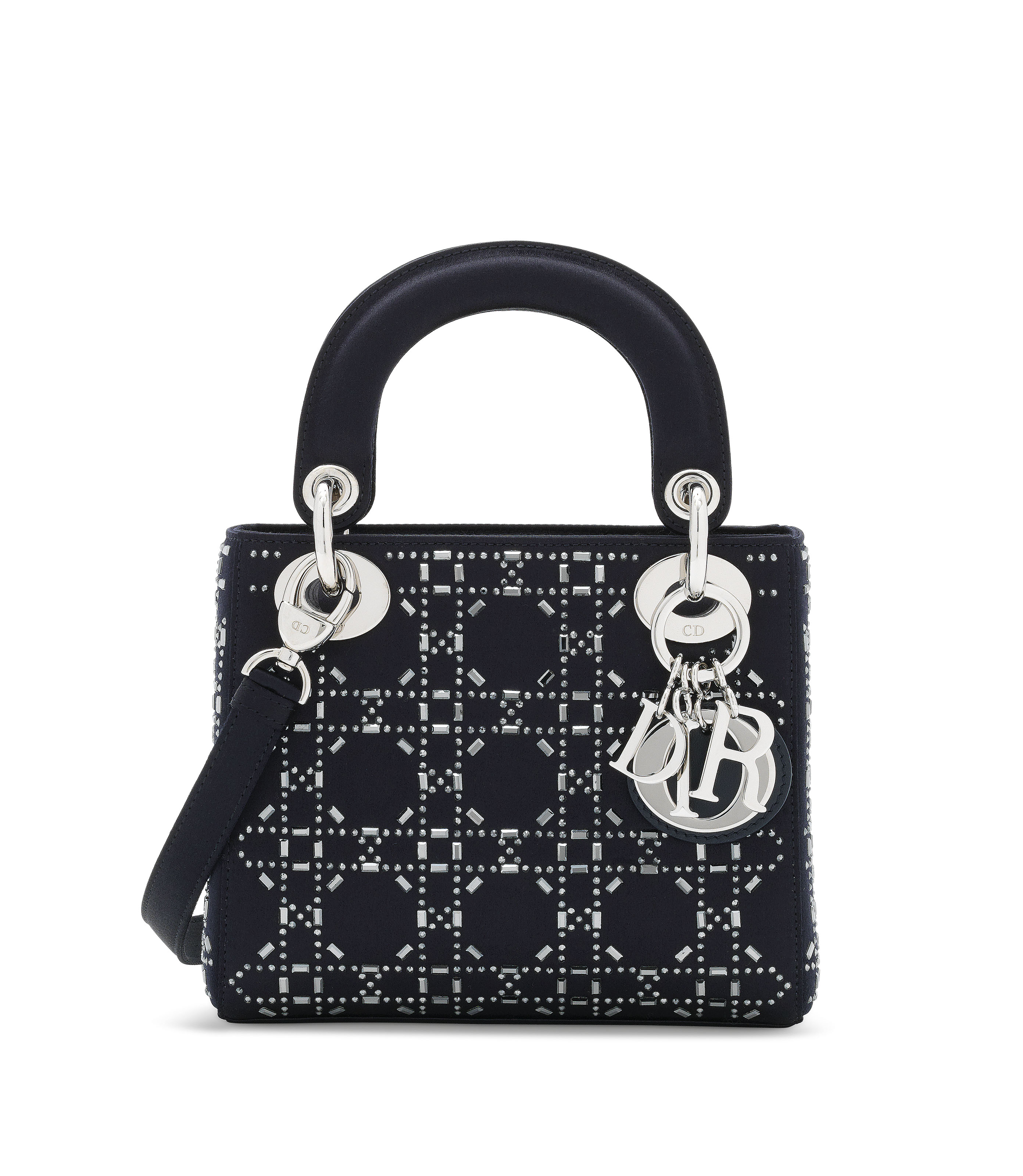 A Navy Satin Crystal Cannage Lady Dior Pm With Silver Hardware Dior 2016 21st Century Bags Christie S