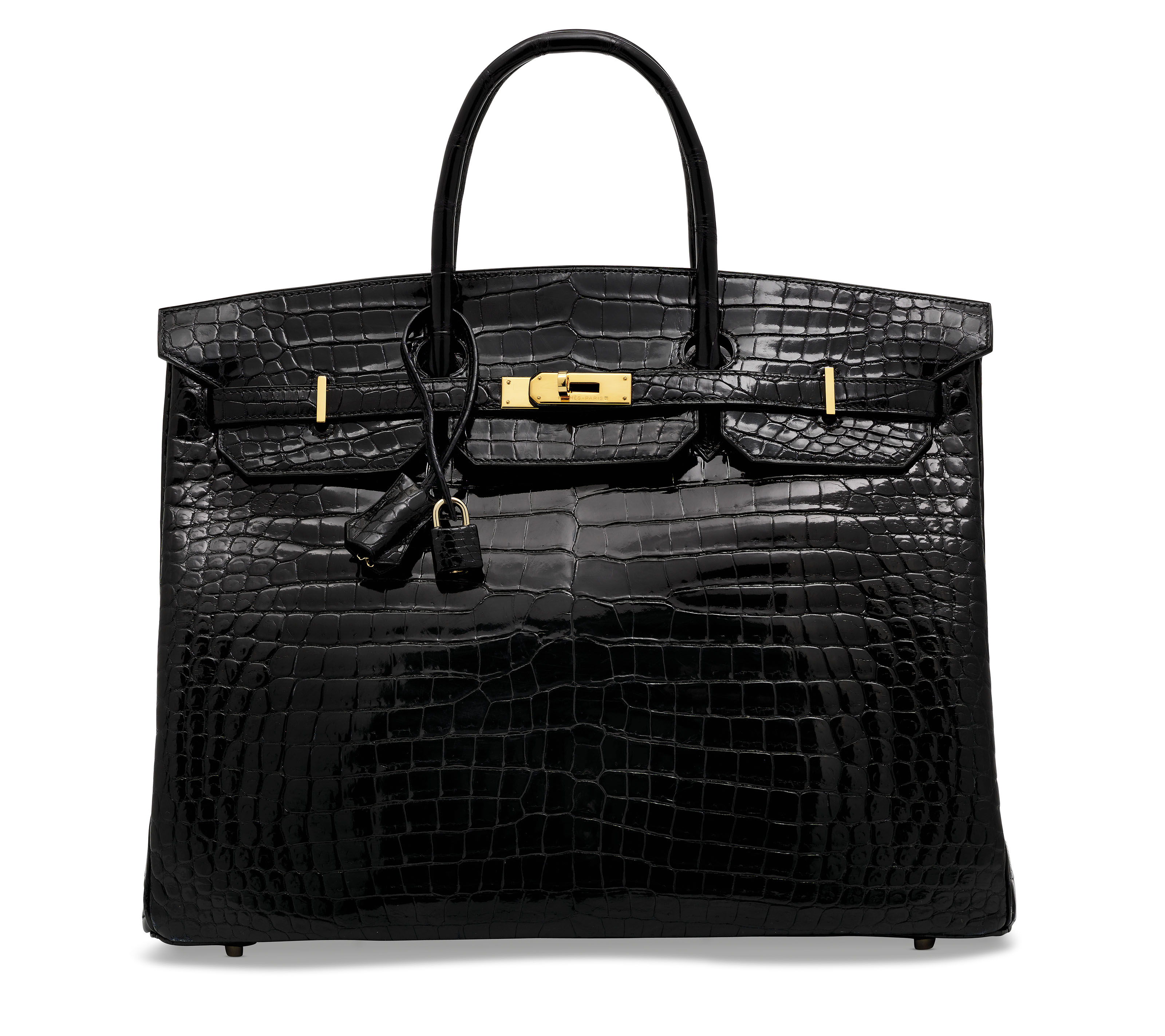 A SHINY BLACK POROSUS CROCODILE BIRKIN 40 WITH GOLD HARDWARE, HERMÈS, 2008  | Christie's