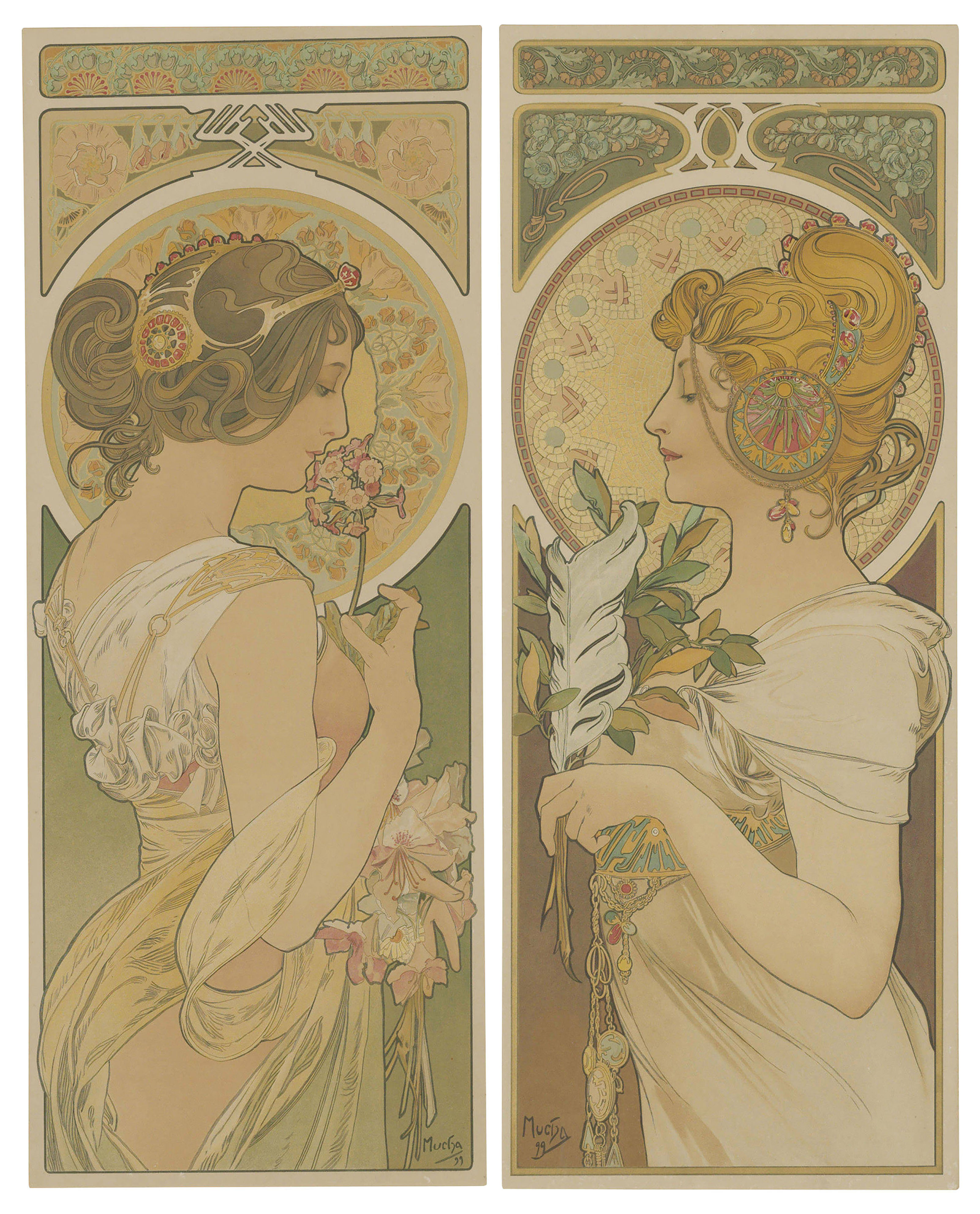 ALPHONSE MUCHA (1860-1939), La Primevere & La Plume (2 Works