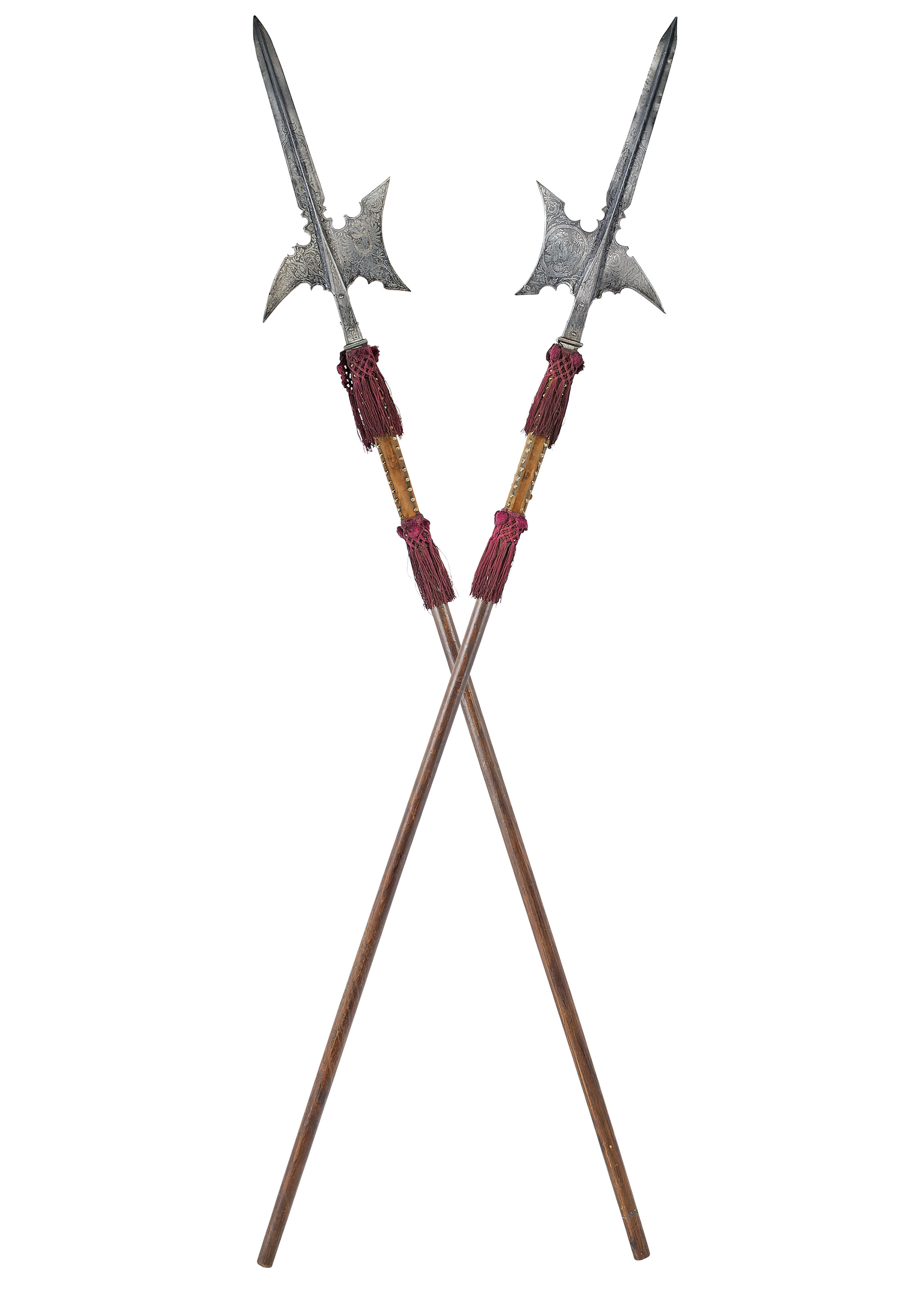 A brace of etched halberds of the bodyguard of the Holy Roman Emperor Matthias (reigned 1612-19), German, each dated &lsquo;1612&rsquo;. Heads each 25 in (63.5 cm) long, overall length 95&frac14; in (239.5 cm). Sold for &pound;225,000 on 4 July 2019 at Christie&rsquo;s in London