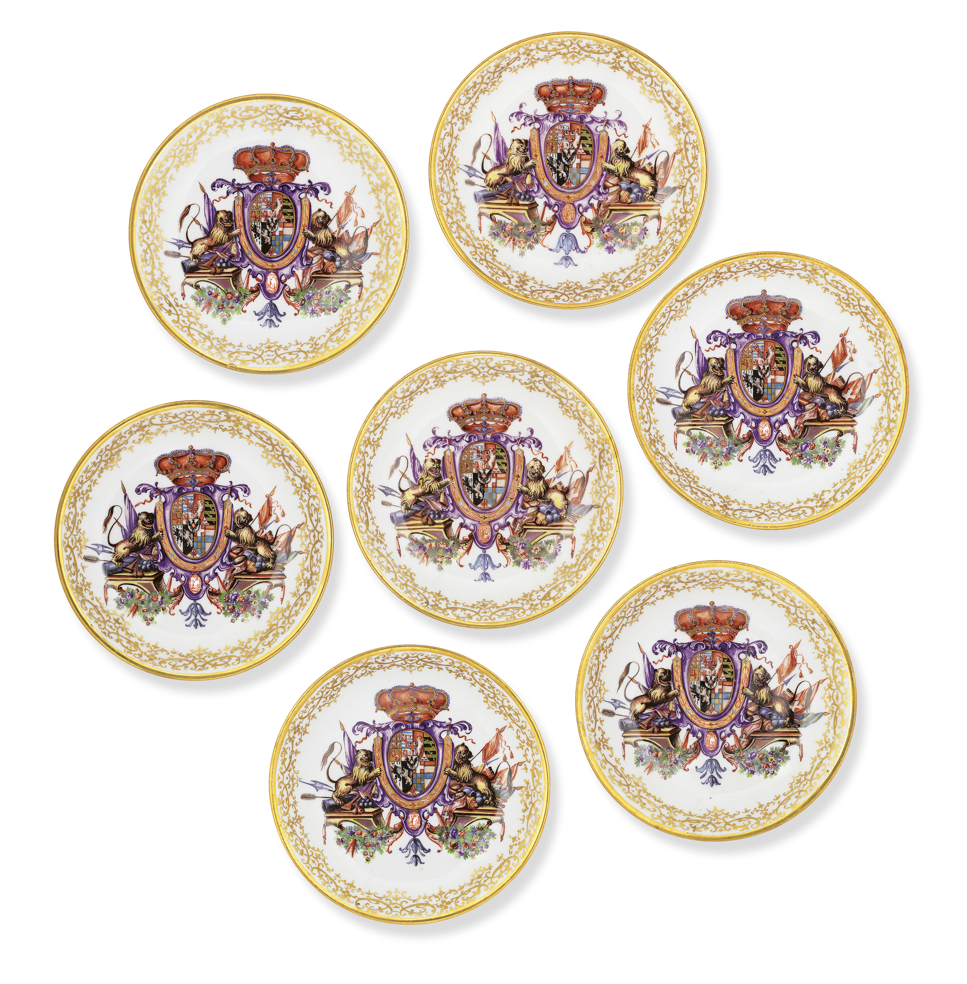 A Meissen (Augustus Rex) porcelain royal armorial part tea and chocolate service, 1725, sold for £262,500 on 4 July 2019 at Christie's in London