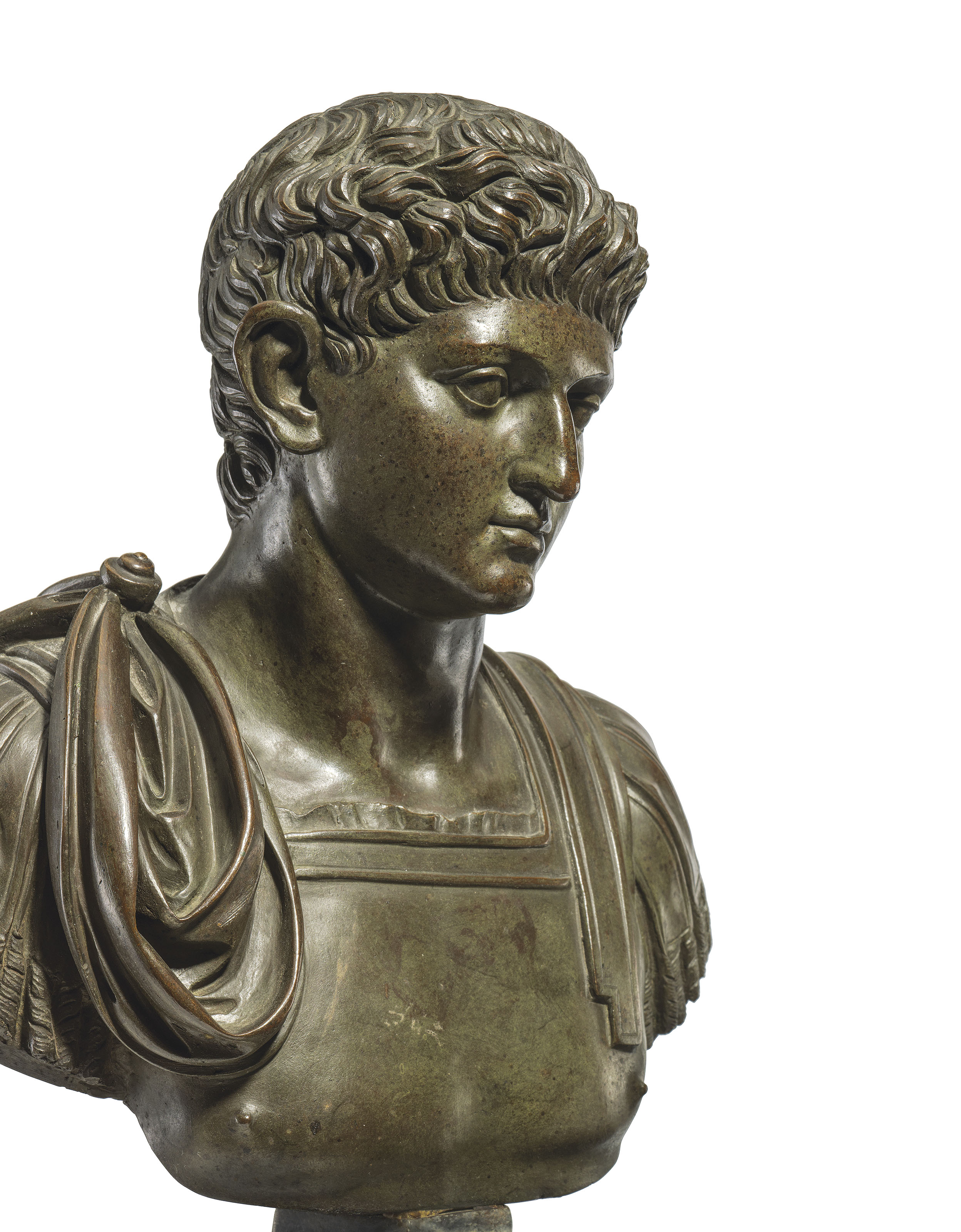 A SET OF FOUR BRONZE BUSTS OF ROMAN EMPERORS , BY FRANCESCO RIGHETTI