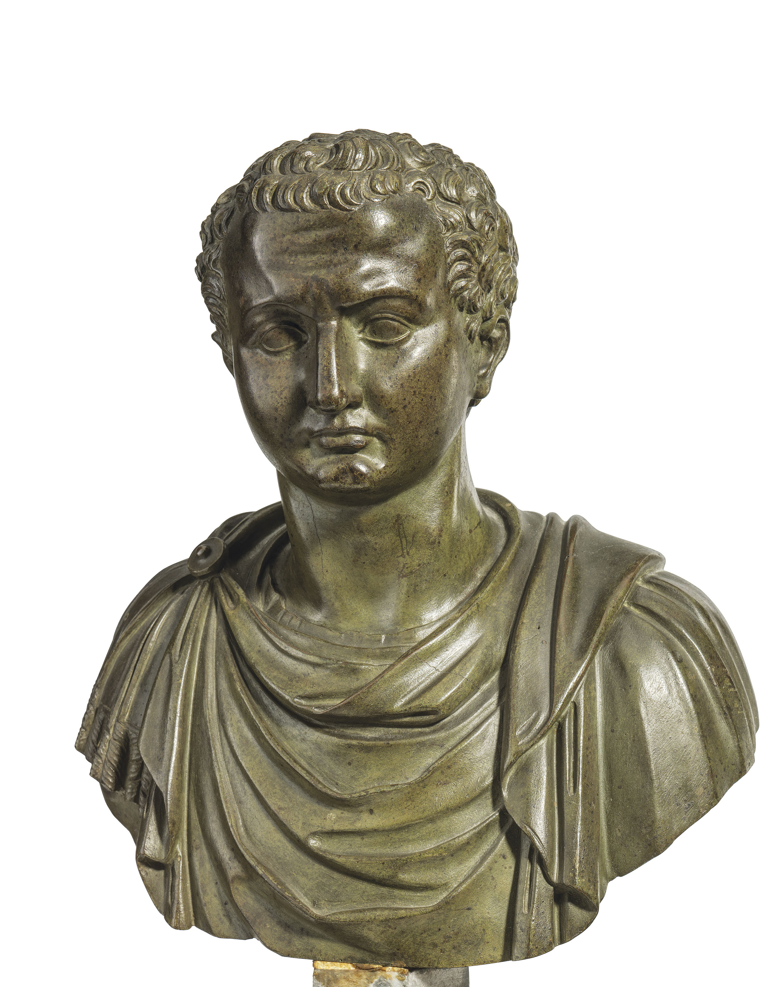A SET OF FOUR BRONZE BUSTS OF ROMAN EMPERORS , BY FRANCESCO RIGHETTI