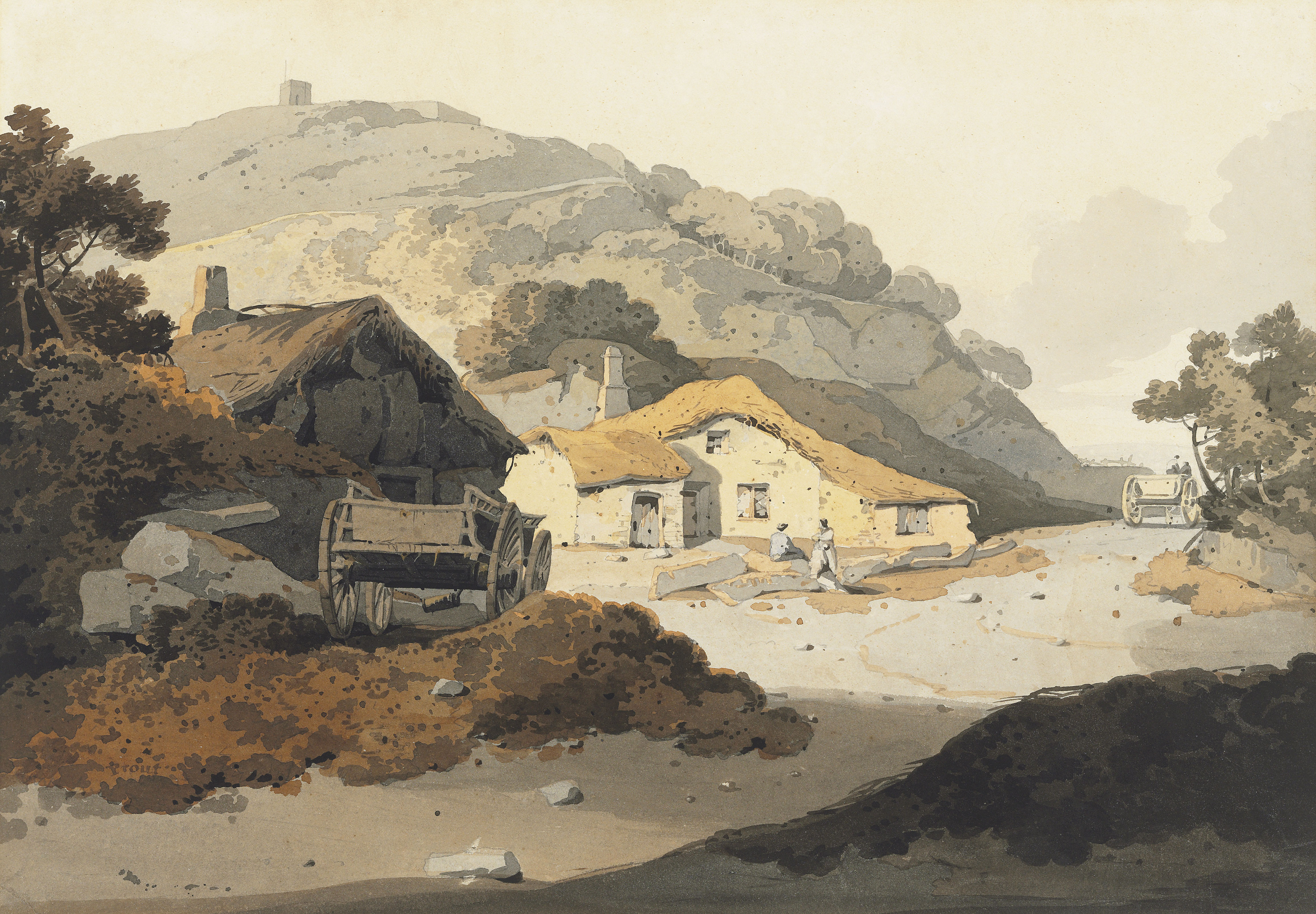 Samuel Prout, O.W.S. (Plymouth 17831852 London) , Cottages at Crabtree