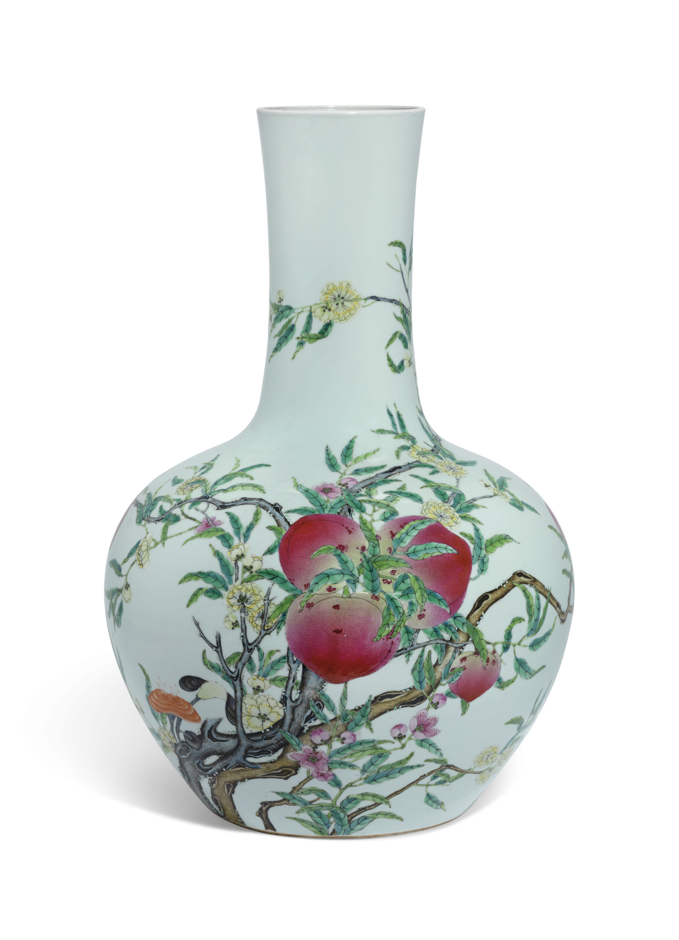 景徳鎮 粉彩九桃図天球瓶 中国 陶磁器 工芸 - アートの友社