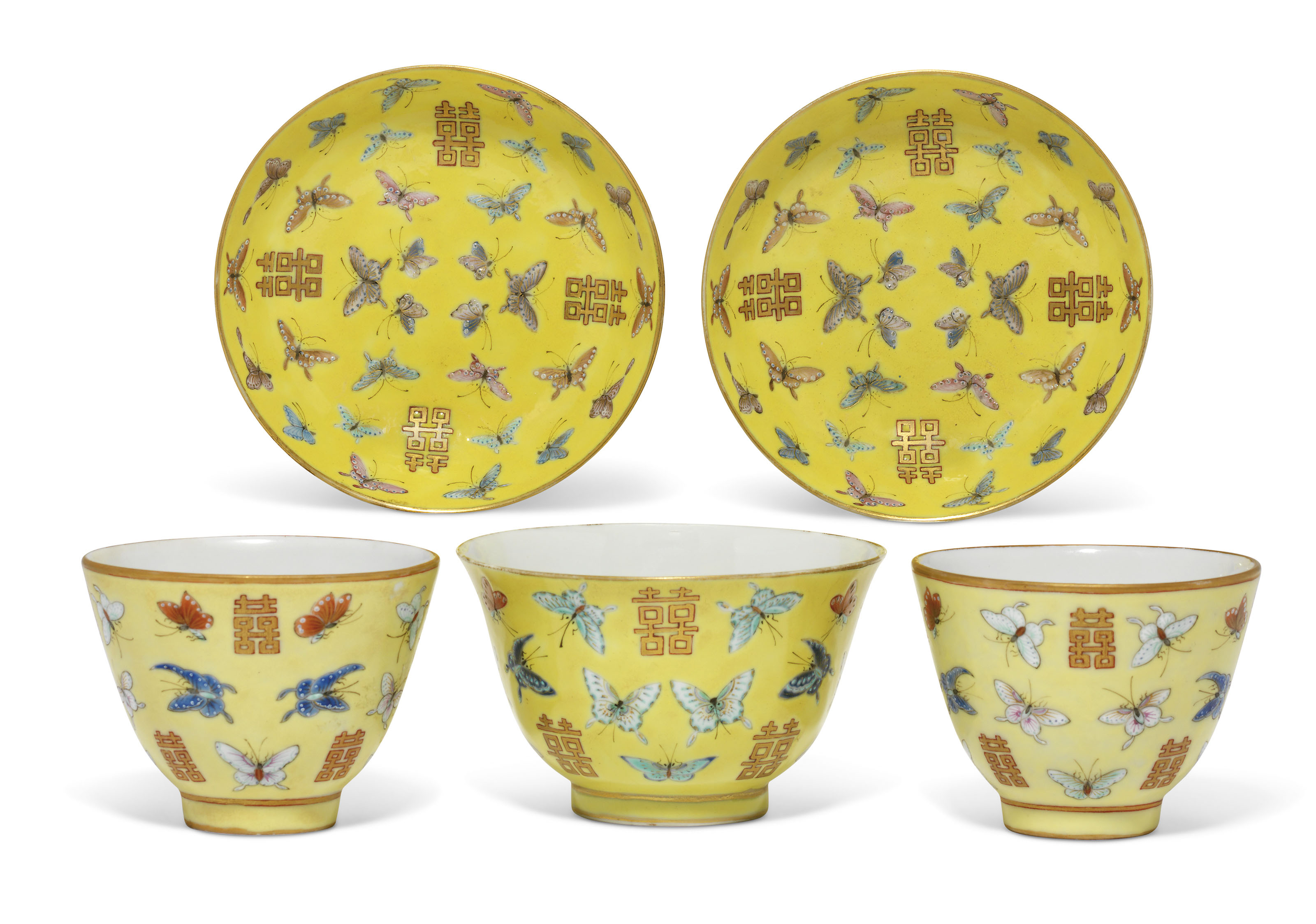 清光緒粉彩百蝶紋賞瓶一對六字楷書款, GUANGXU SIX-CHARACTER MARKS IN