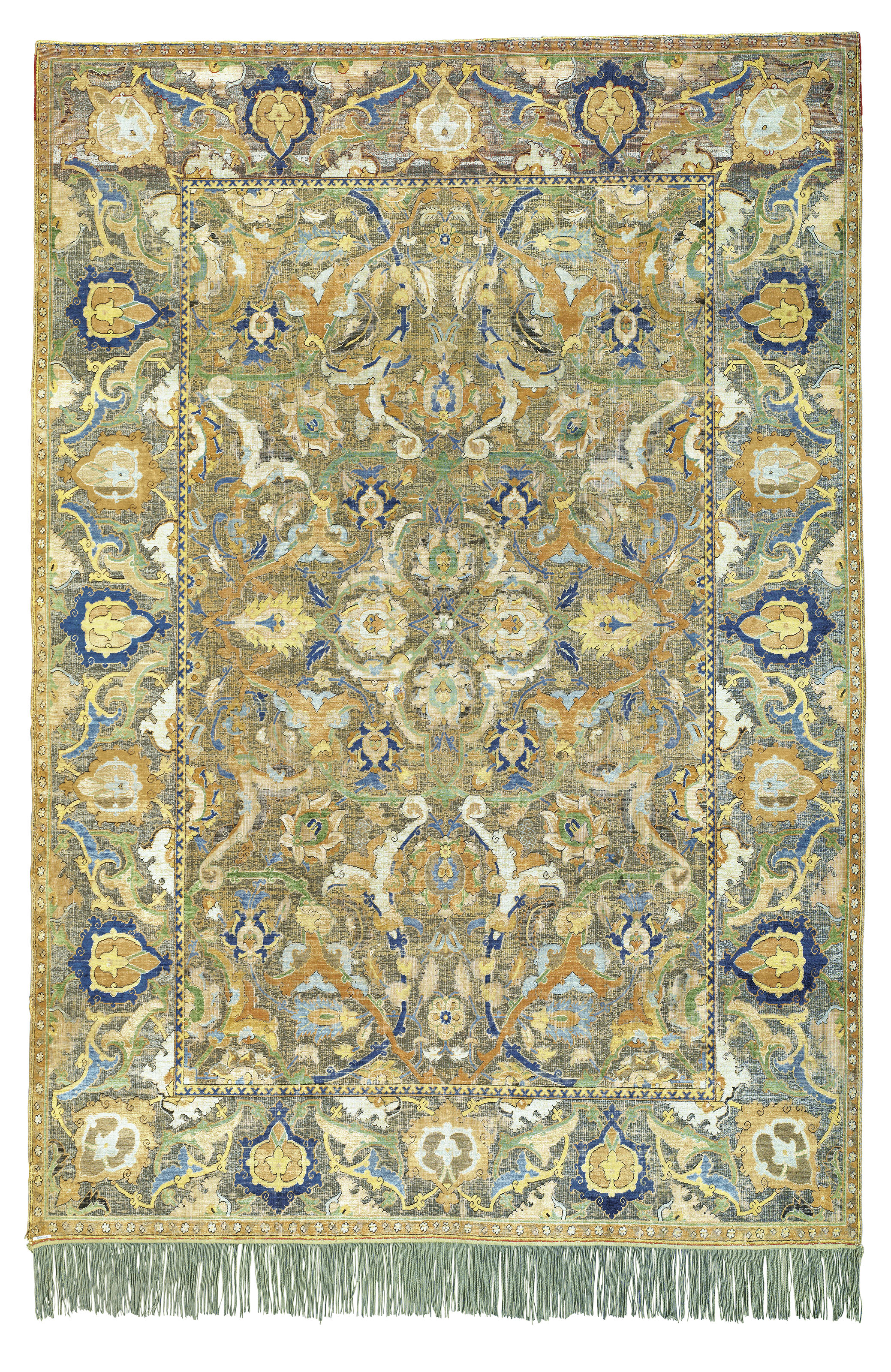 An important Safavid silk and metal-thread 'Polonaise' carpet, Isfahan, Central Persia, first quarter 17th century. 6 ft 7 in x 4 ft 6 in (205 cm x 141 cm). Sold for £3,895,000 on 2 May 2019 at Christie’s in London