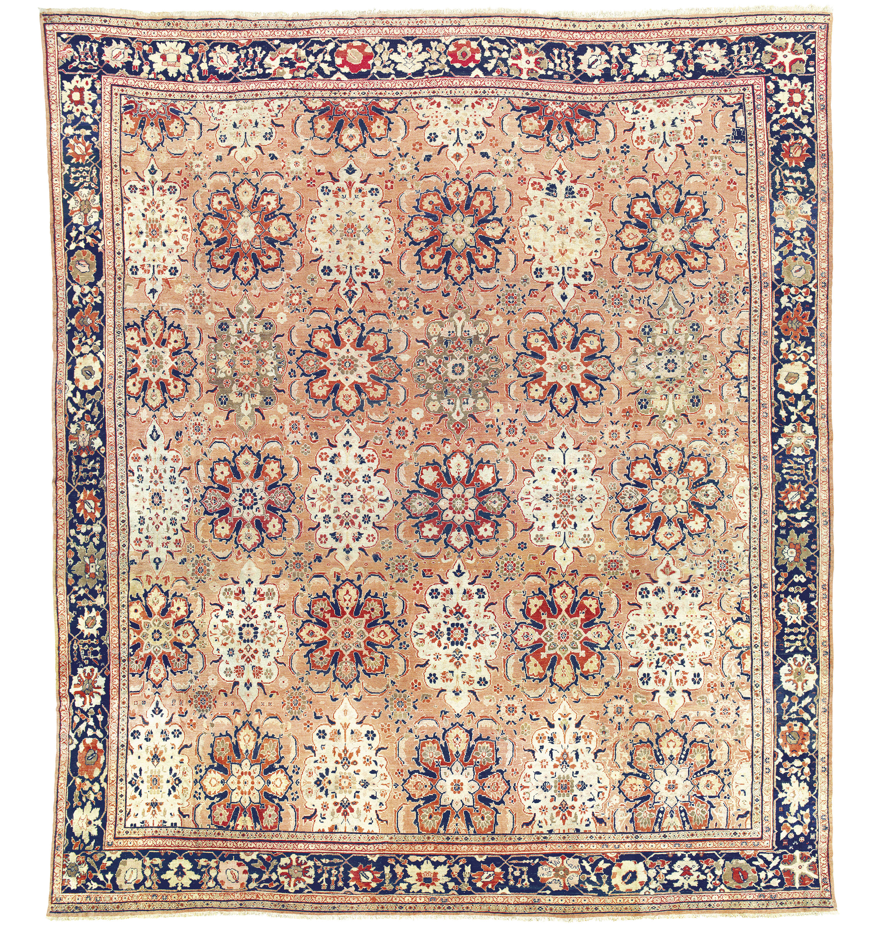 A large Ziegler carpet, west Persia, circa 1890. 22 ft x 19 ft 5 in (672 x 597 cm). Sold for &pound;27,500&nbsp;on 2 May 2019 at Christie&rsquo;s in London