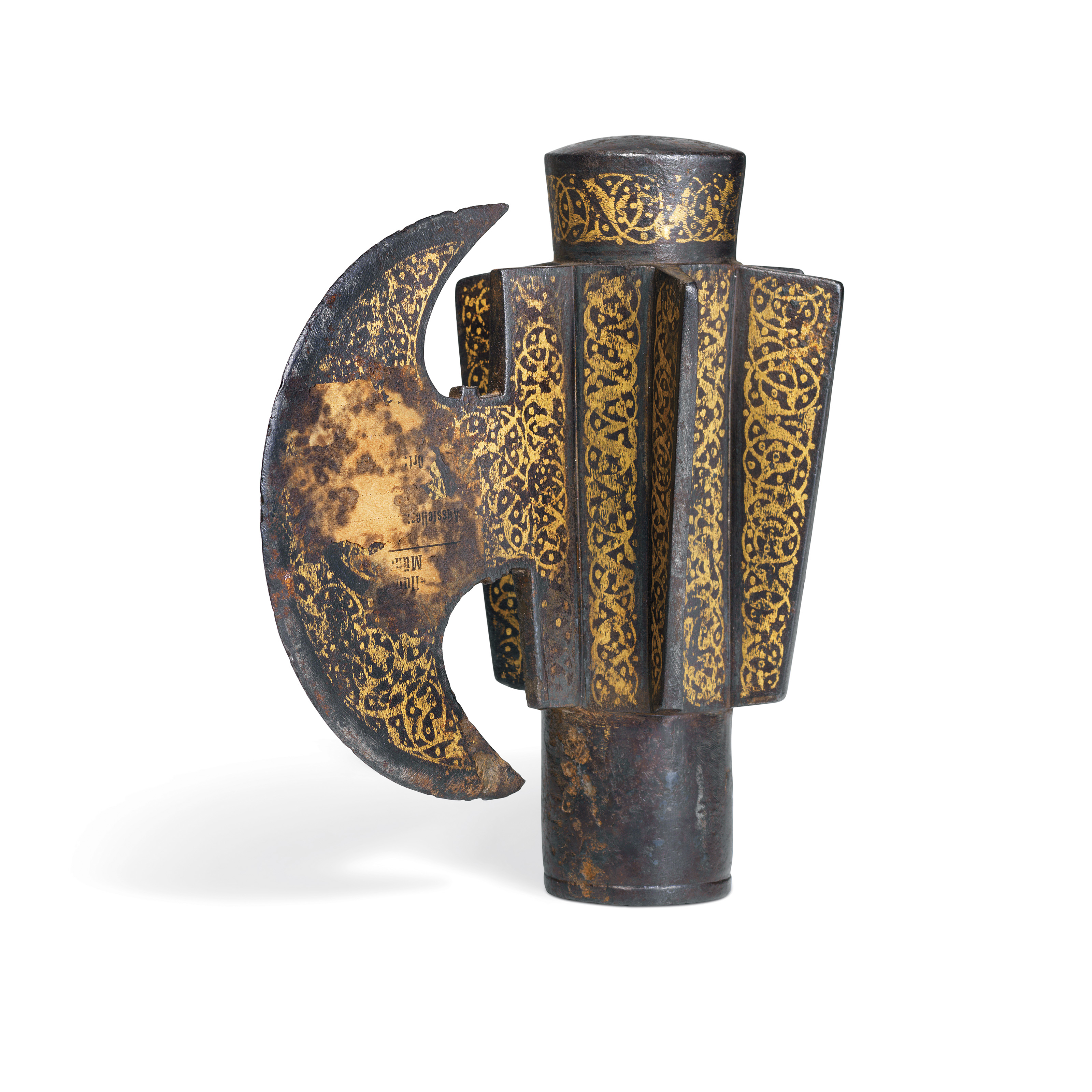 A GOLDDAMASCENED STEEL MACE HEAD , MAMLUK EGYPT OR PROVINCES, 15TH