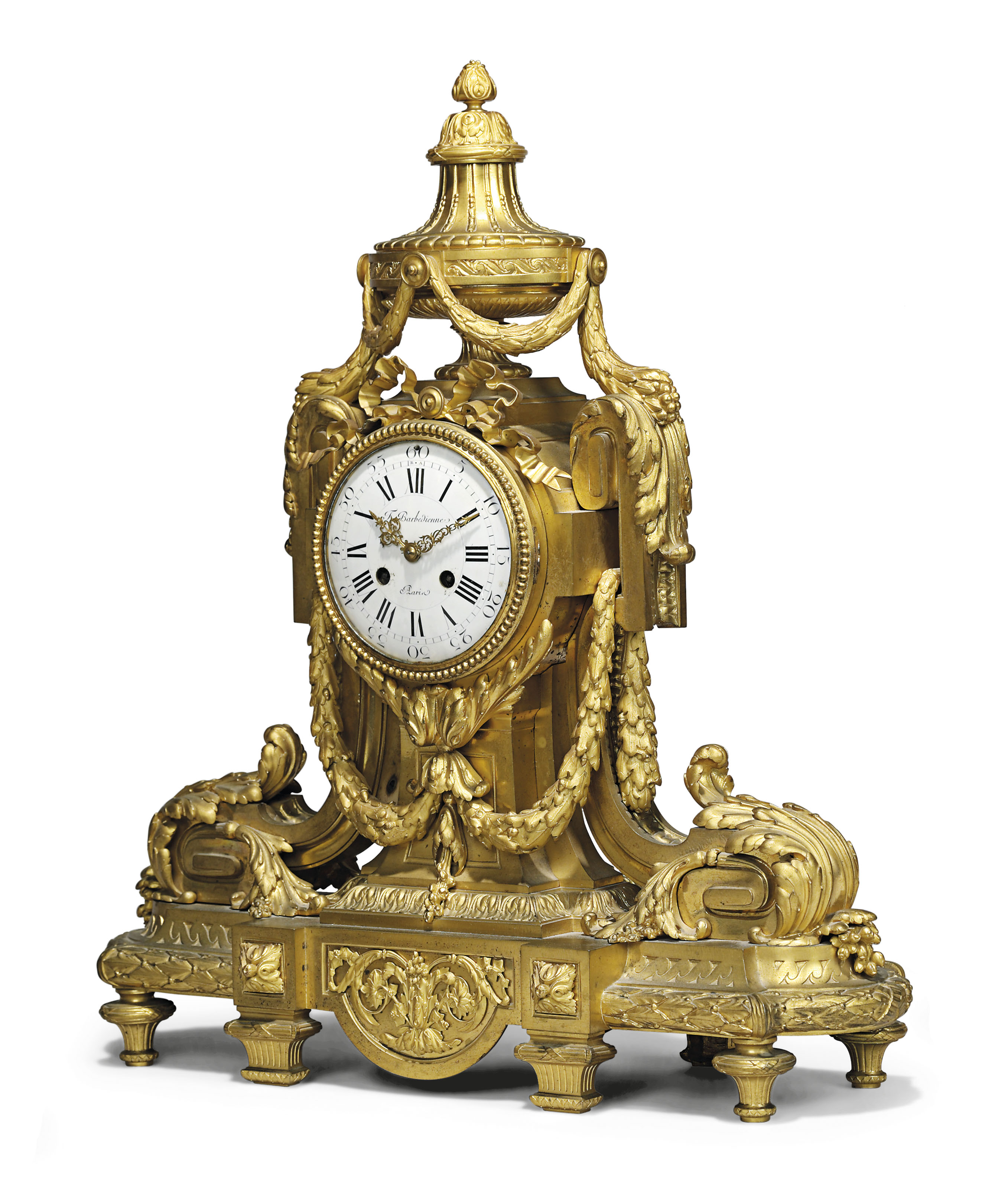 A FRENCH ORMOLU MANTLE CLOCK , BY FERDINAND BARBEDIENNE, PARIS, LAST