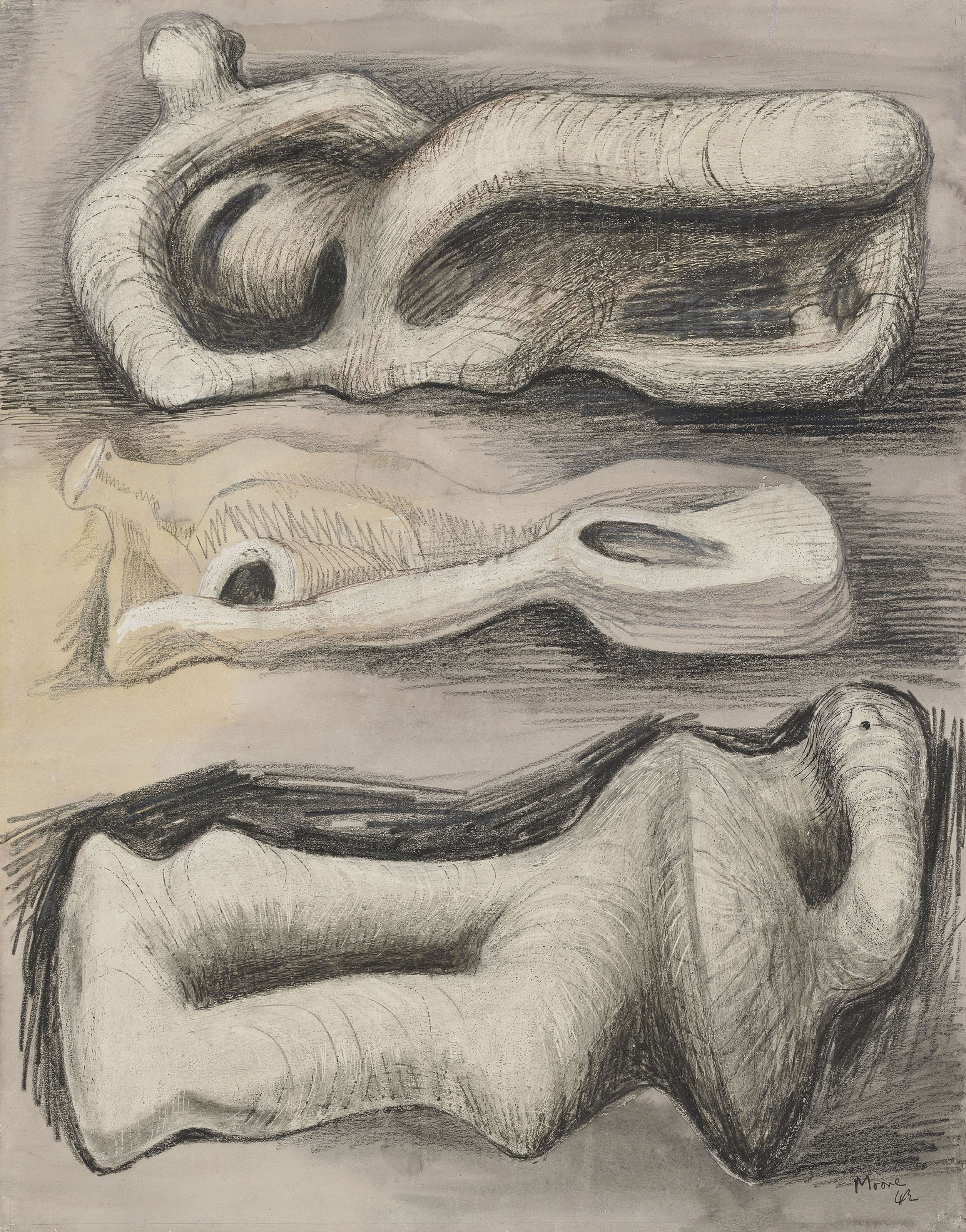 Ideas for Wood Carving: Three Reclining Figures