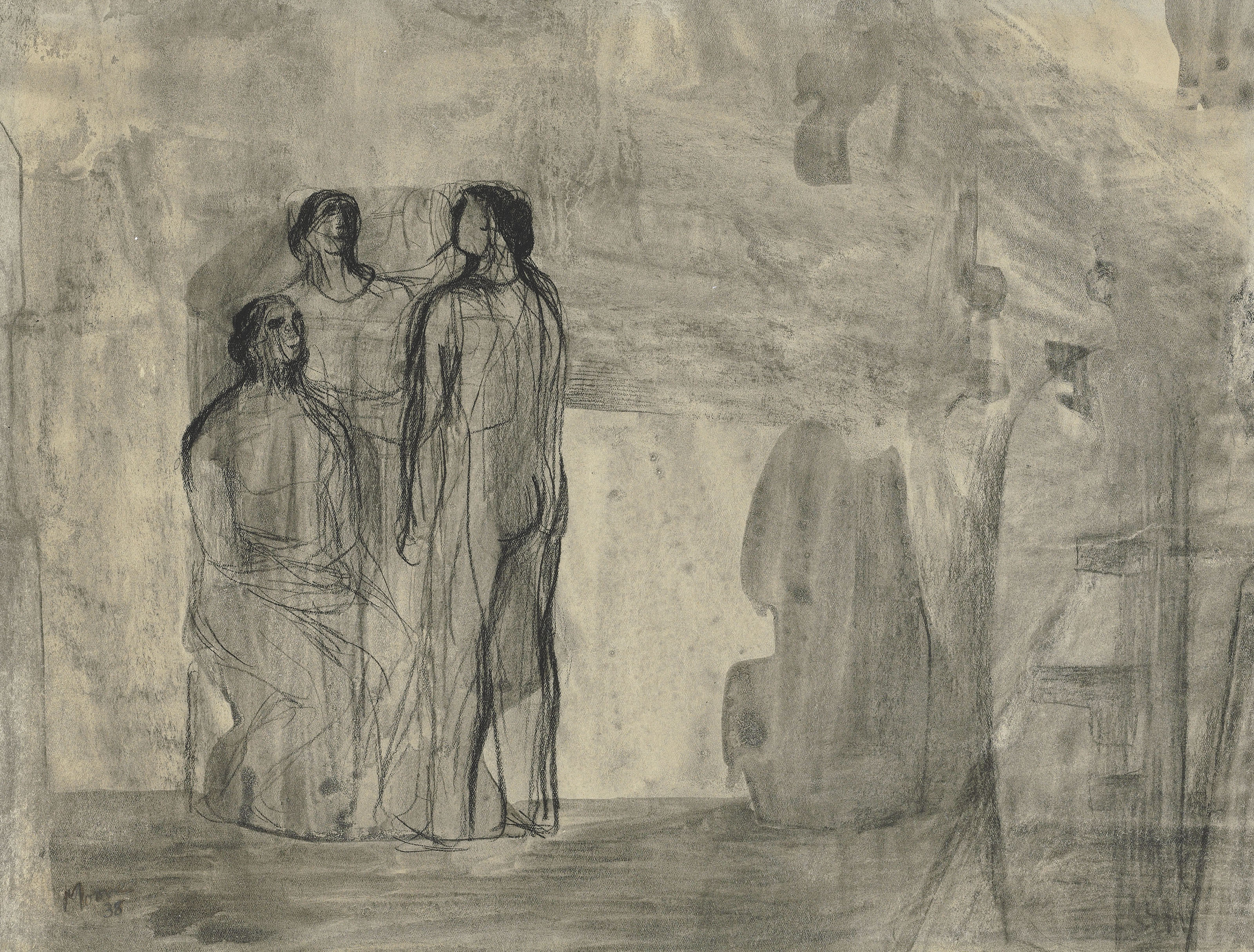 Three Figures in Architectural Setting