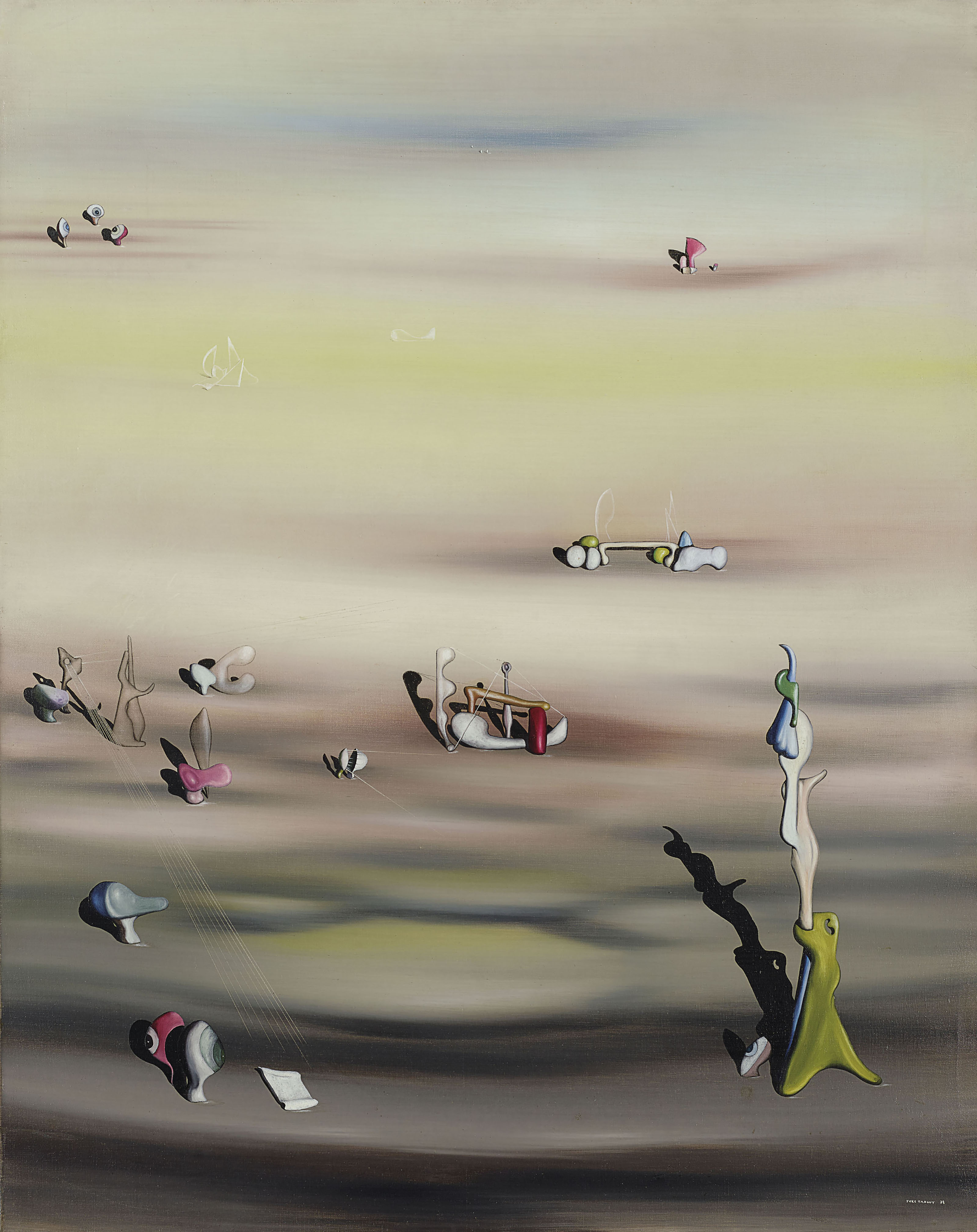 Yves Tanguy (1900-1955), L&rsquo;Extinction des esp&egrave;ces II, 1938. Oil on canvas. Dimensions: 36&frac14; x 28&frac34;  in (92 x 73  cm). Estimate: &pound;2,500,000-4,000,000. Offered in Impressionist and Modern Art Evening Sale on 18 June 2019 at Christie&rsquo;s in London