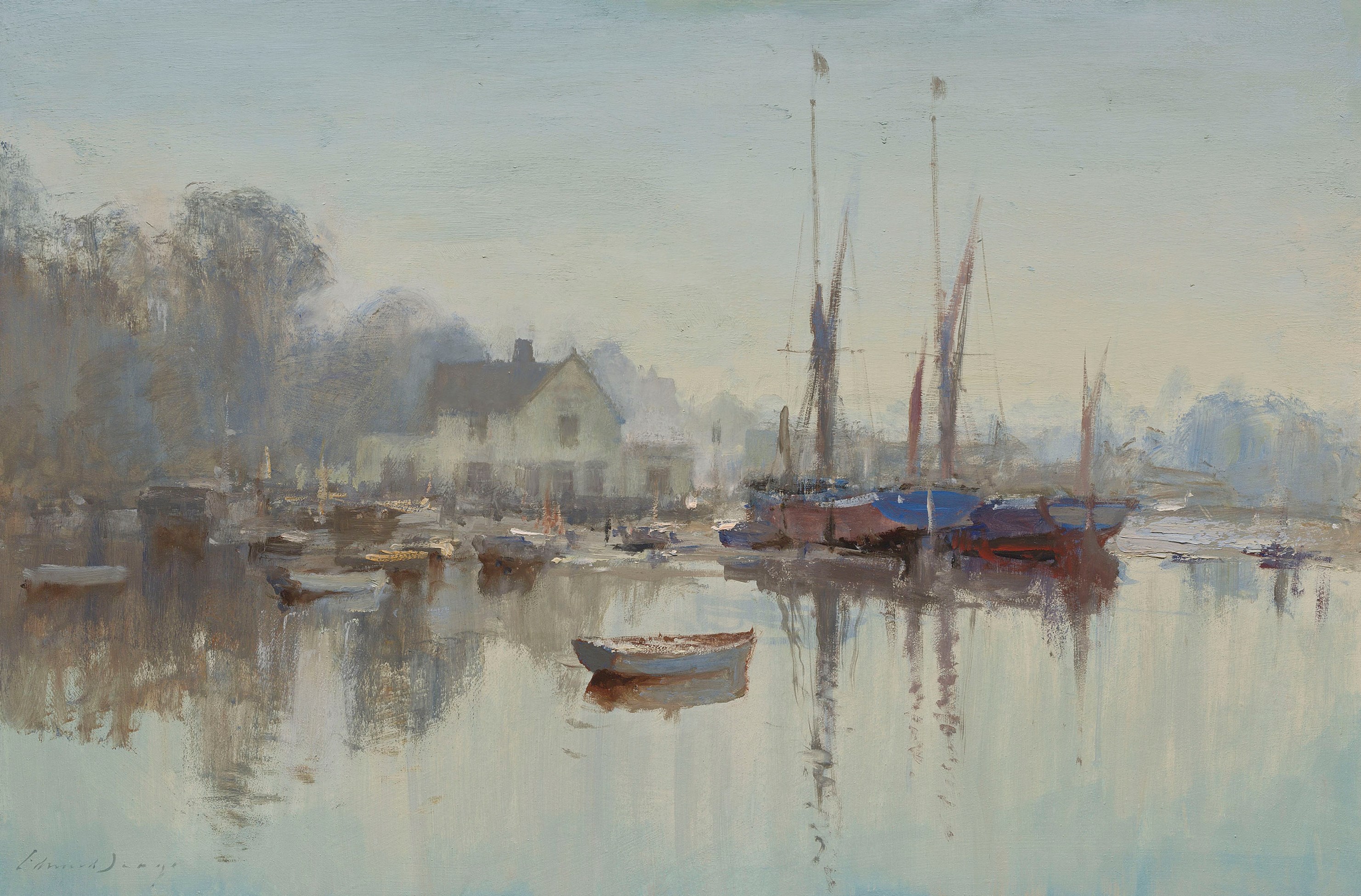 Edward Seago, R.W.S., R.B.A. (1910-1974), November morning, Pin Mill ...