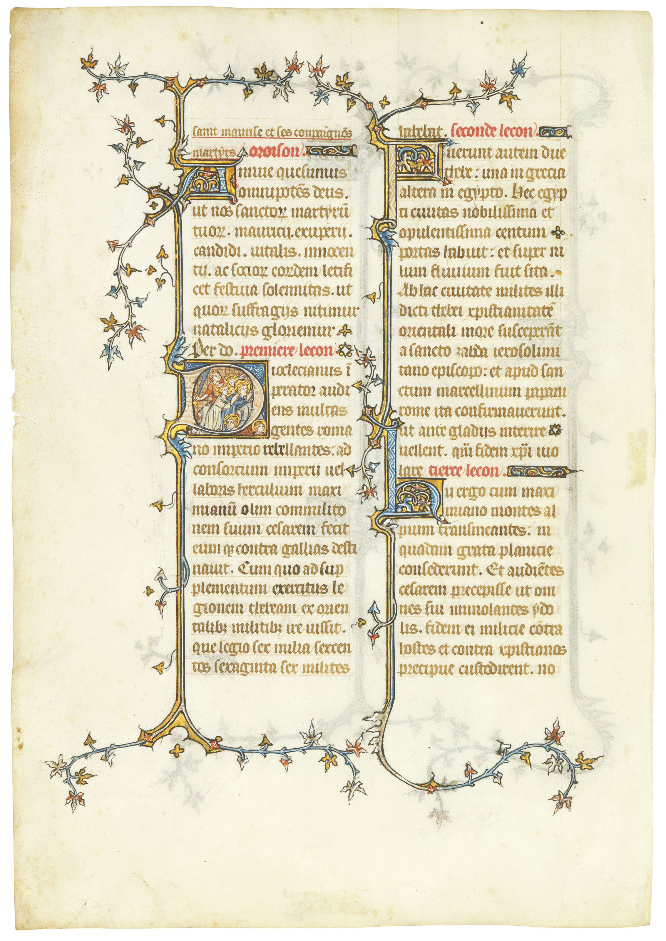 THE MARTYRDOM OF ST MAURICE AND HIS COMPANIONS, historiated initial on