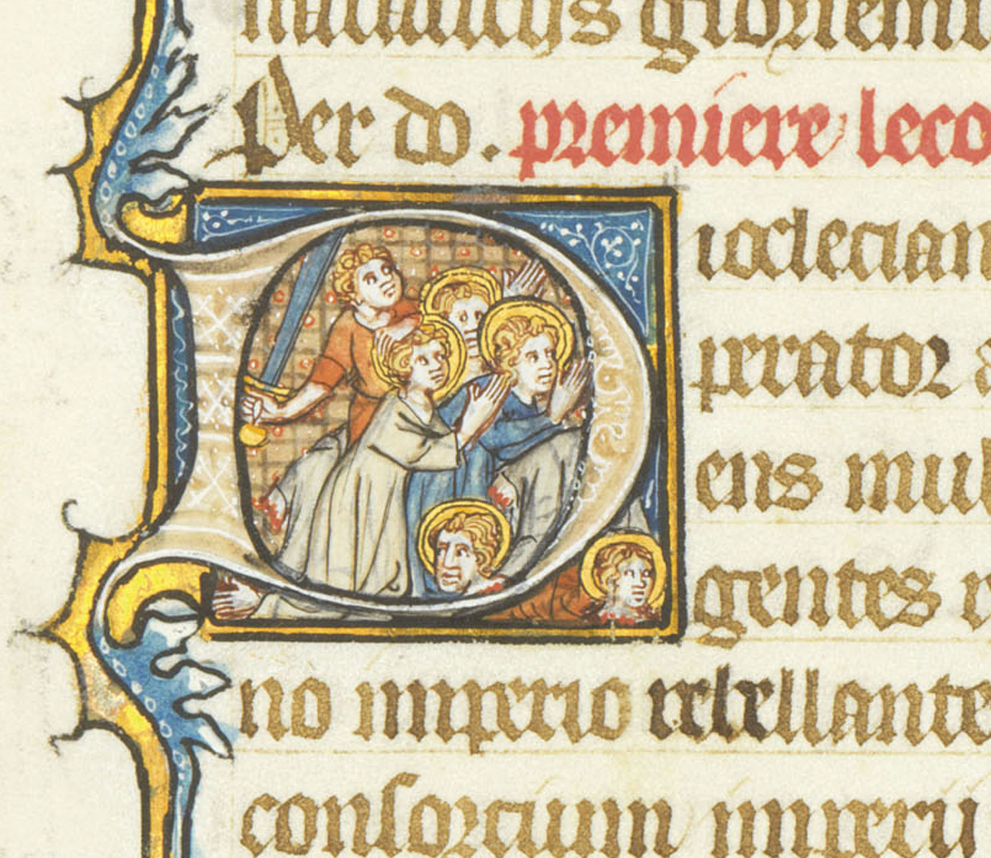 THE MARTYRDOM OF ST MAURICE AND HIS COMPANIONS, historiated initial on