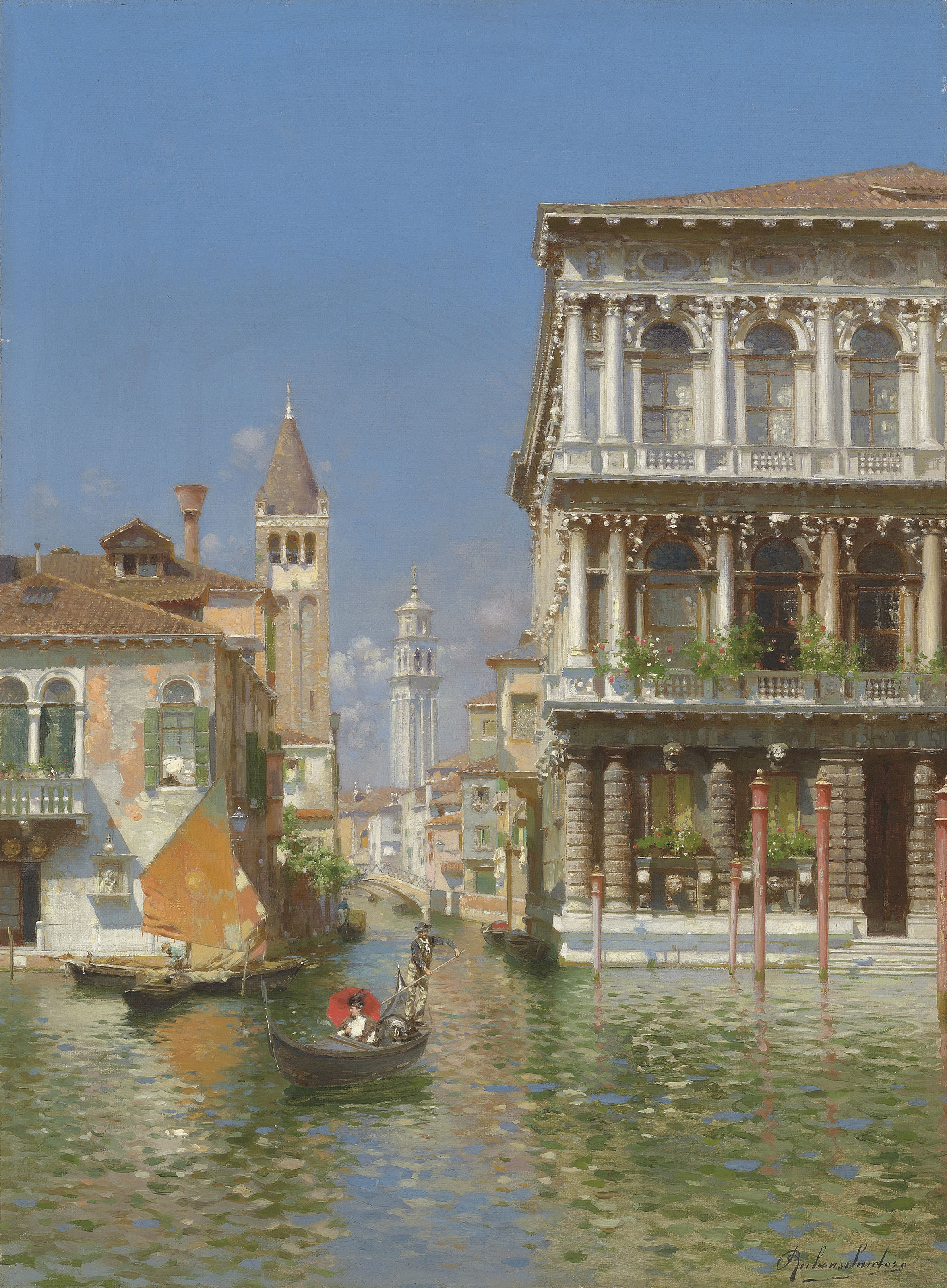 Rubens Santoro (Italian, 18591942) , Gondola on the Grand Canal near