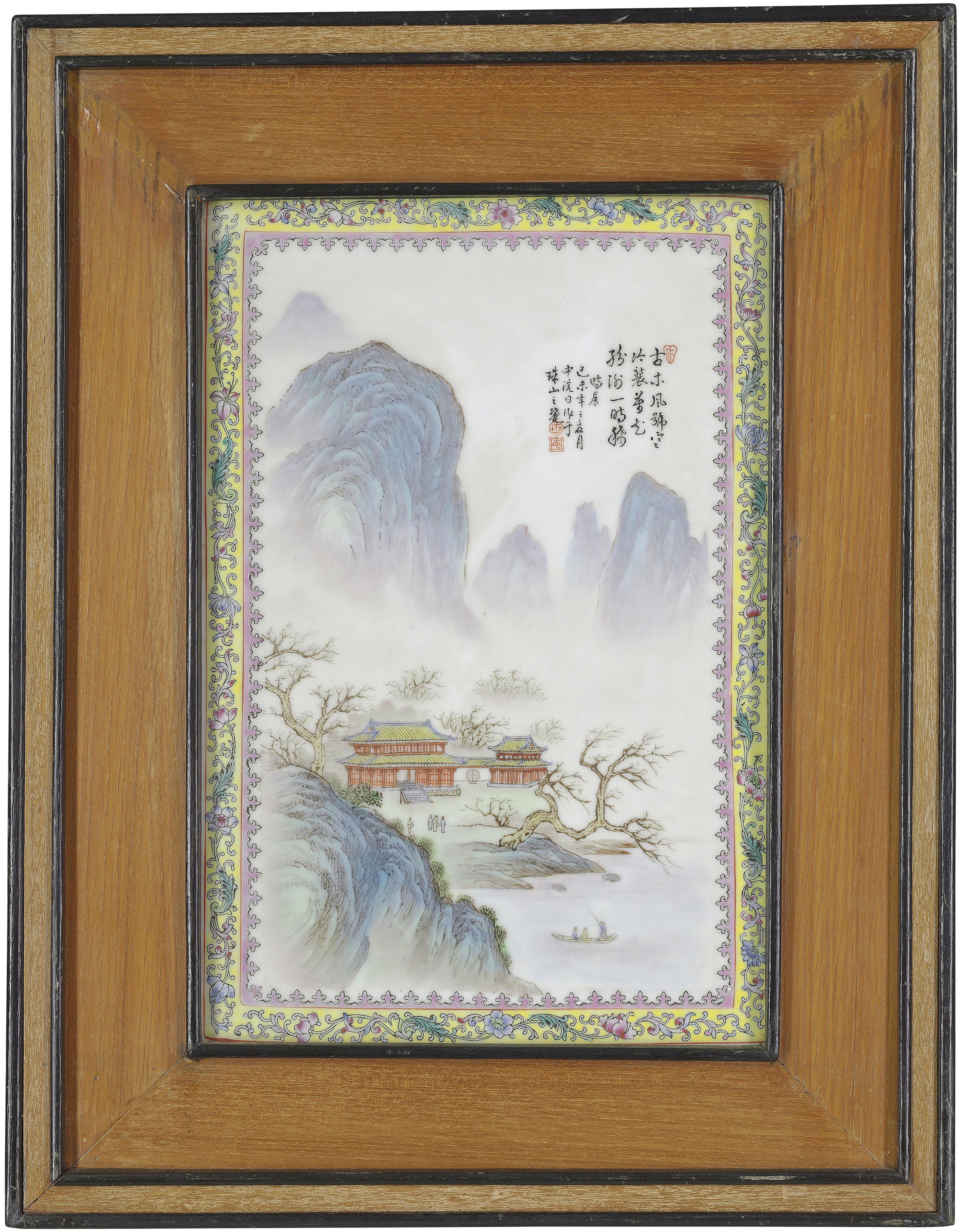 民国粉彩四季山水图诗文瓷板一组四件, REPUBLIC PERIOD (1912-1949) | Christie's
