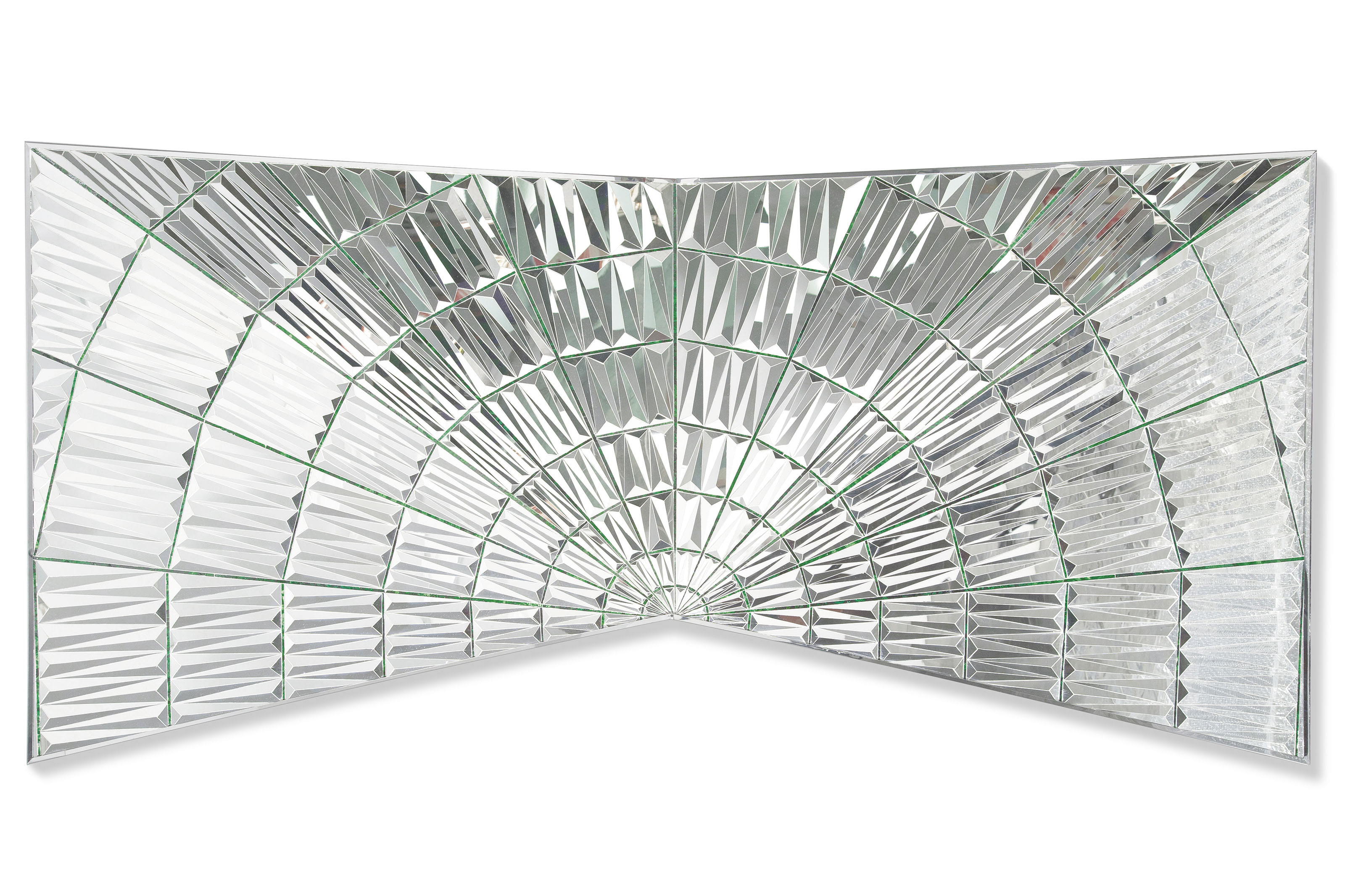 Monir Farmanfarmaian (Iranian, 1924-2019), Untitled (Faravahar wings, Zarathustra), 2008. Dimensions: 33&frac12; x 70 in (85 x 178 cm). Sold for &pound;299,250 on 23 October 2019 at Christie&rsquo;s in London
