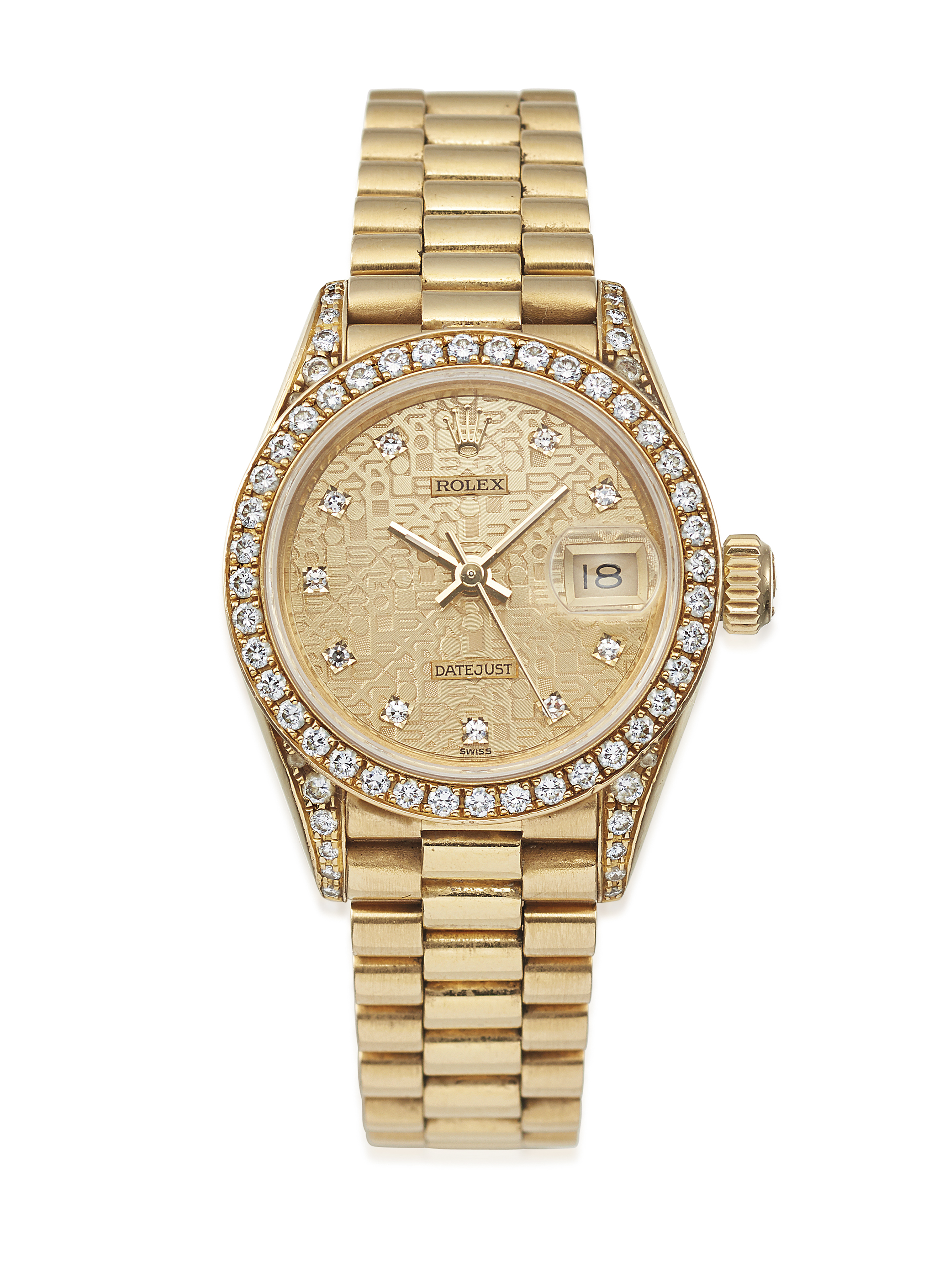 rolex datejust gold diamond