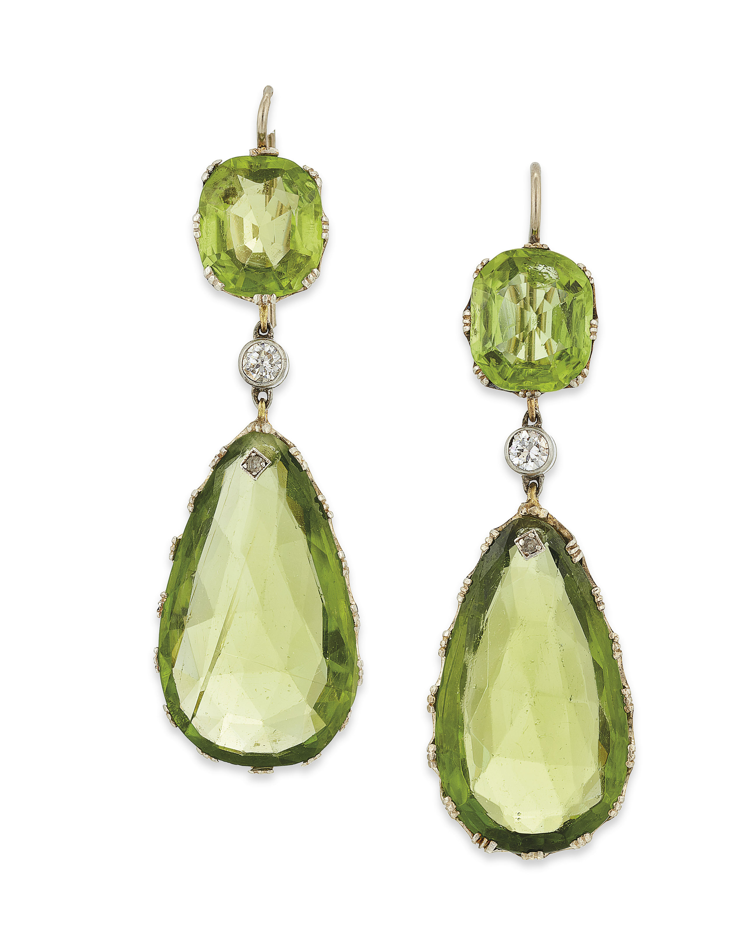 Peridot earrings with diamonds Clearance