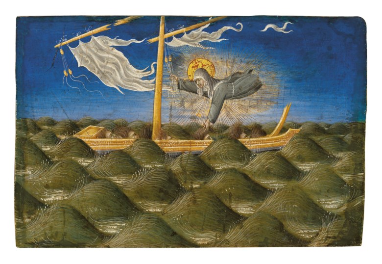 Giovanni di Paolo (Siena c. 1399-1482), Saint Clare Rescuing the Shipwrecked. Tempera and gold on panel. 7¾ x 11⅝ in (19.7 x 29.5 cm). Sold for £5,313,750 on 3 December 2019 at Christie’s in London