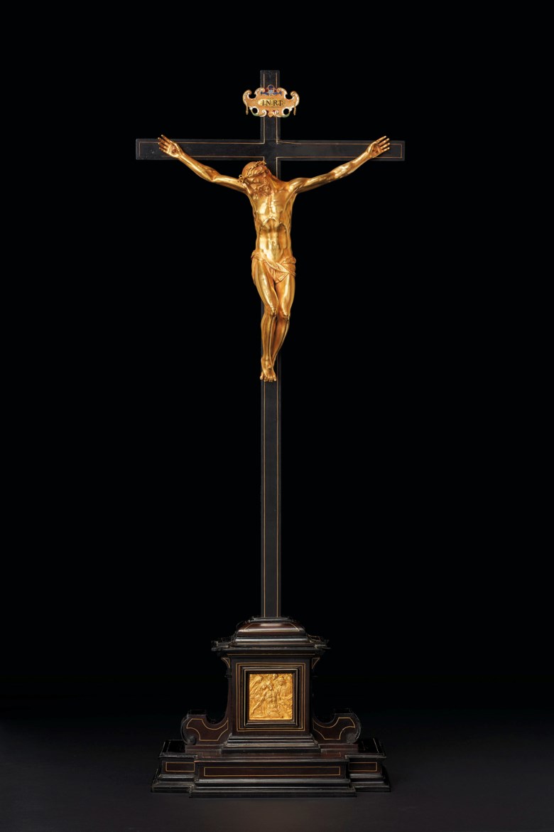 Gasparo Mola (active Florence 1571-1640 Rome), Florence, circa 1597-1606, Cristo Morto. 8 in (20.2 cm) high, gold corpus; 25½ in (64.8 cm) high, overall. Sold for £671,250 on 3 December 2019 at Christie’s in London