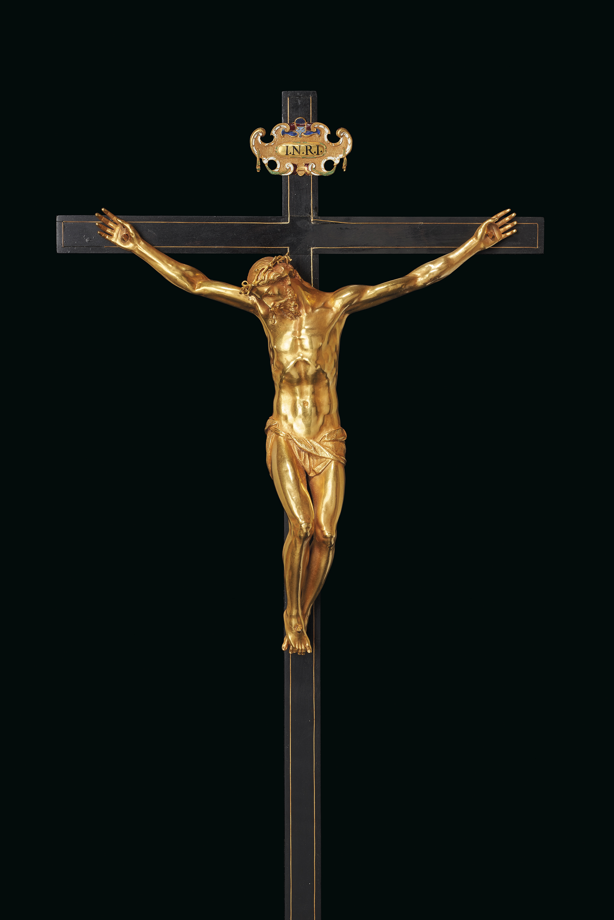 Gasparo Mola (active Florence 1571-1640 Rome), Cristo Morto, Florence, c. 1597-1606. 8  in (20.2  cm) high, gold corpus; 25&frac12;  in (64.8  cm) high, overall.&nbsp;Sold for &pound;671,250 on 3 December 2019 at Christie&rsquo;s in London
