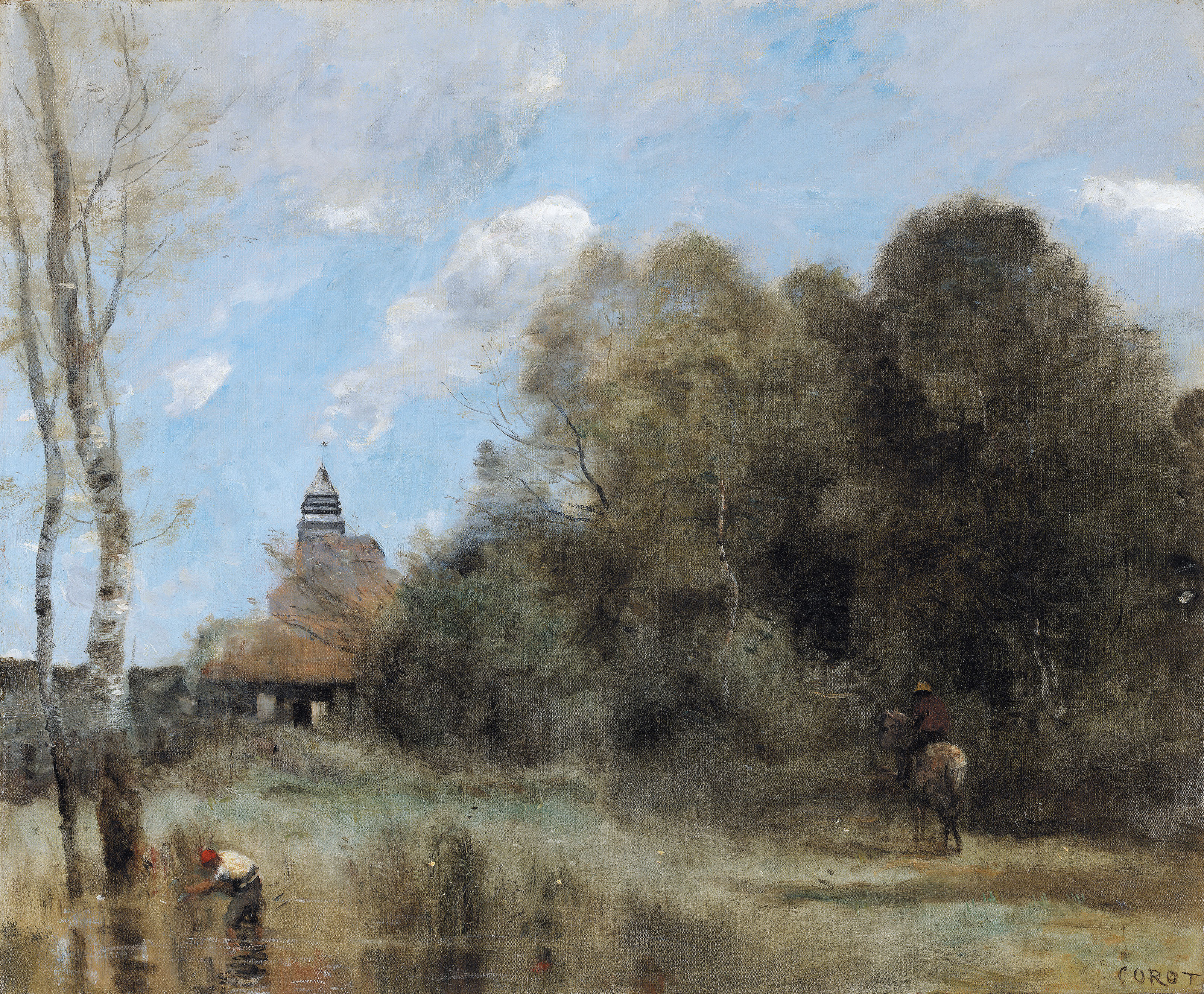 Saint-Nicolas-Lez-Arras. Le Clocher et un Groupe d'Arbres