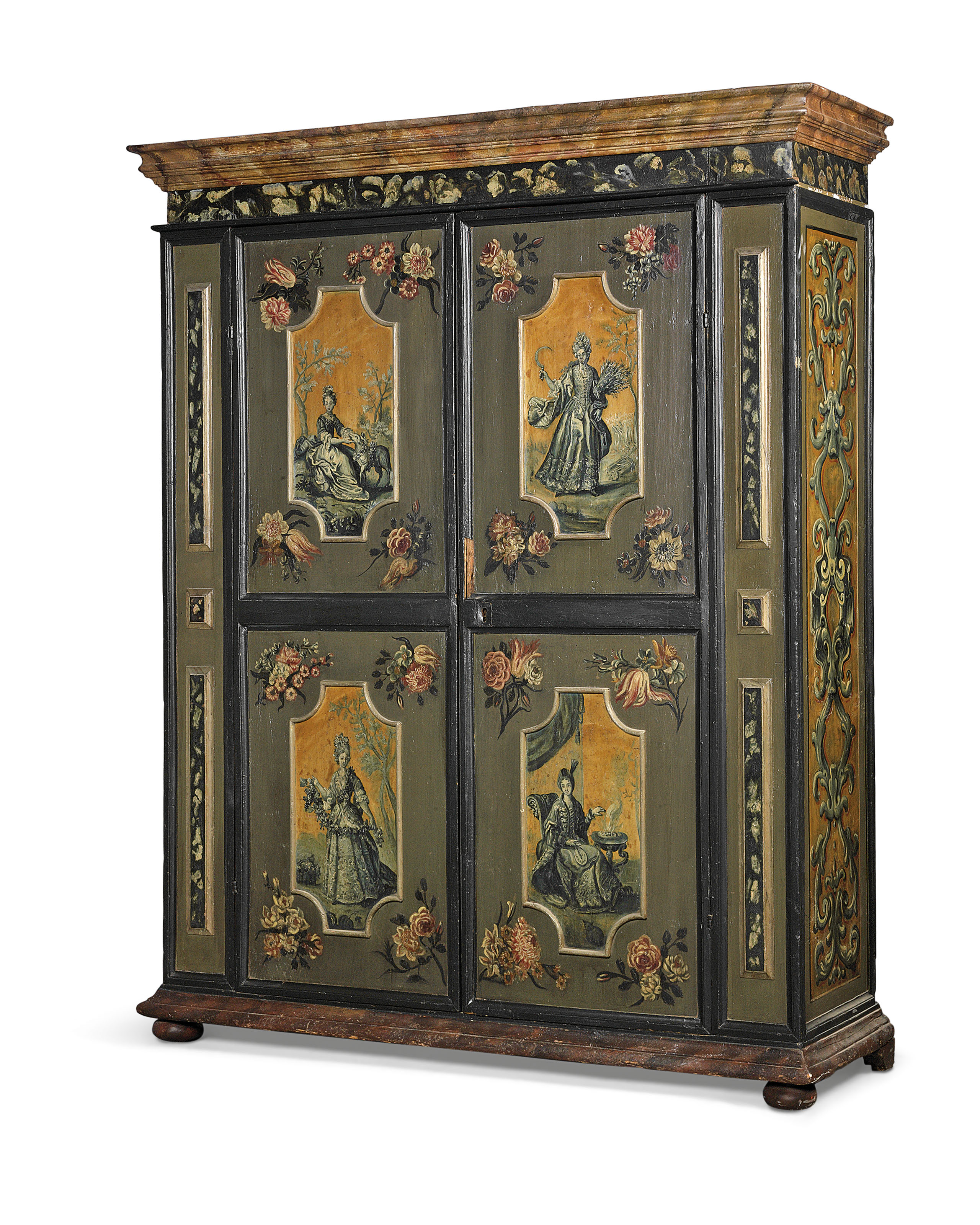 A Tyrolean Polychrome Decorated Armoire 18th Century And Later