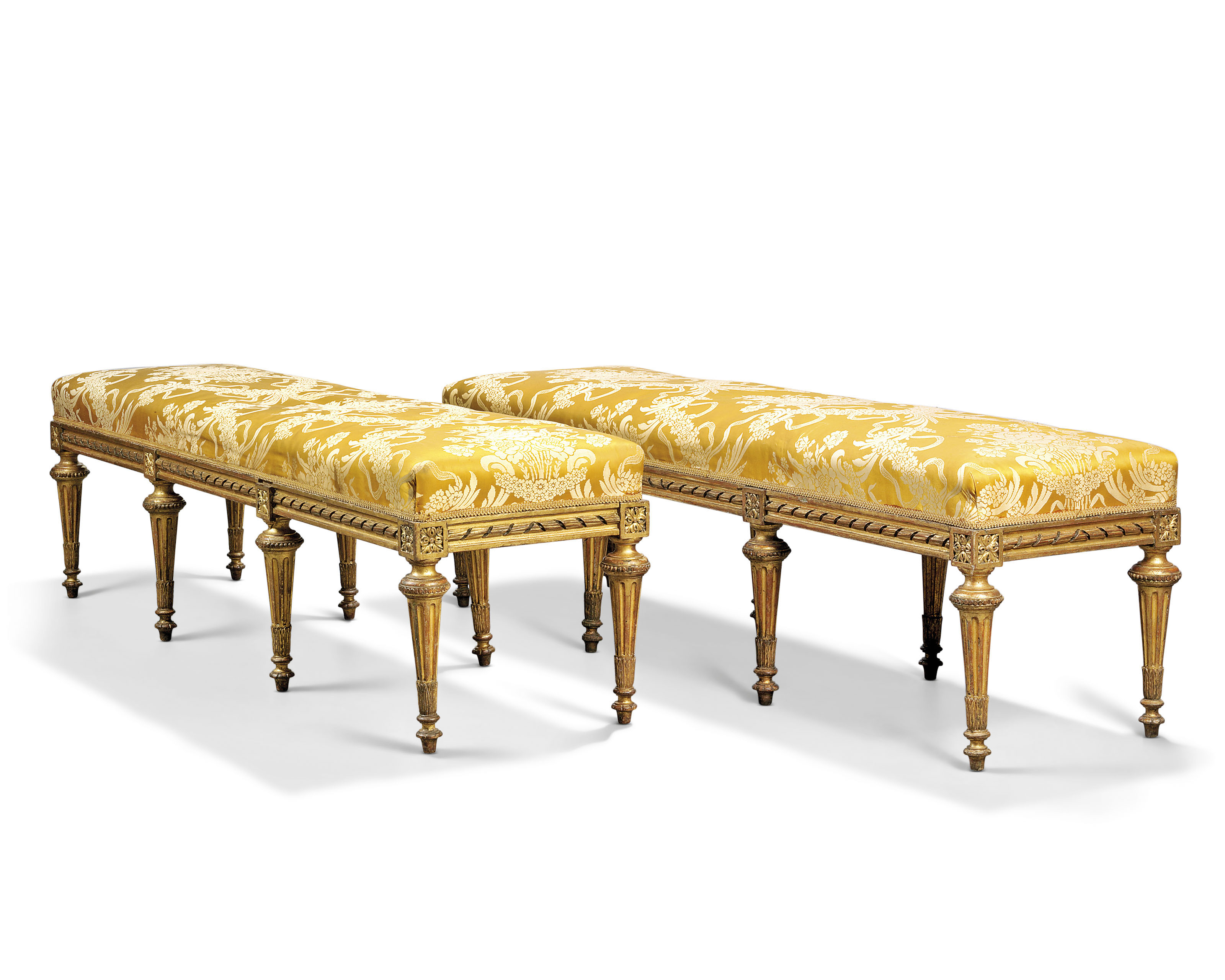 A Pair Of Louis Xvi Style Giltwood Benches Second Half 19th